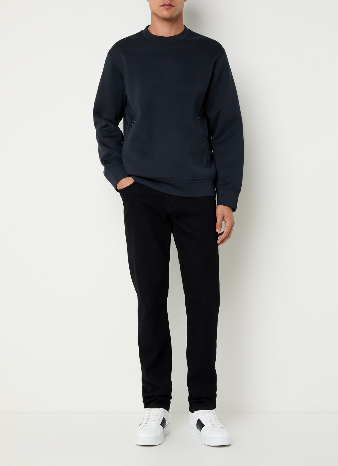 Armani Sweater met ritszakken - voorkant 4 donkerblauw