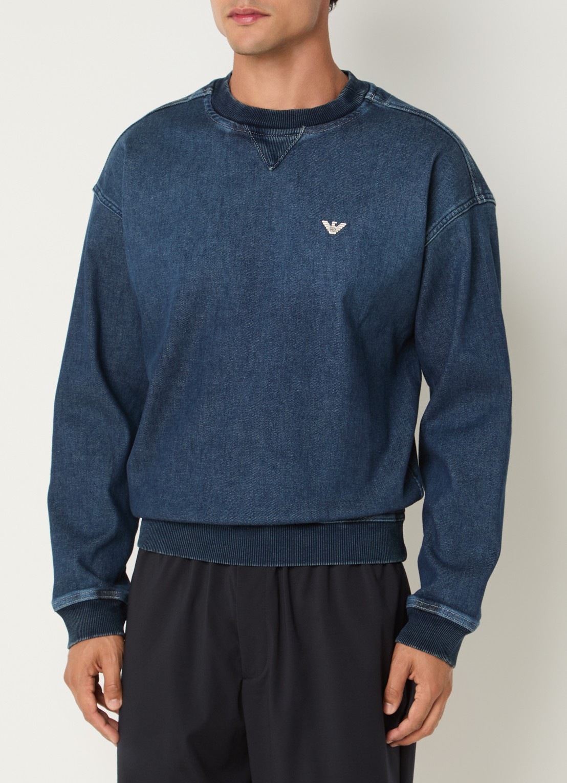 Armani Sweater van denim - detail 3 blauw