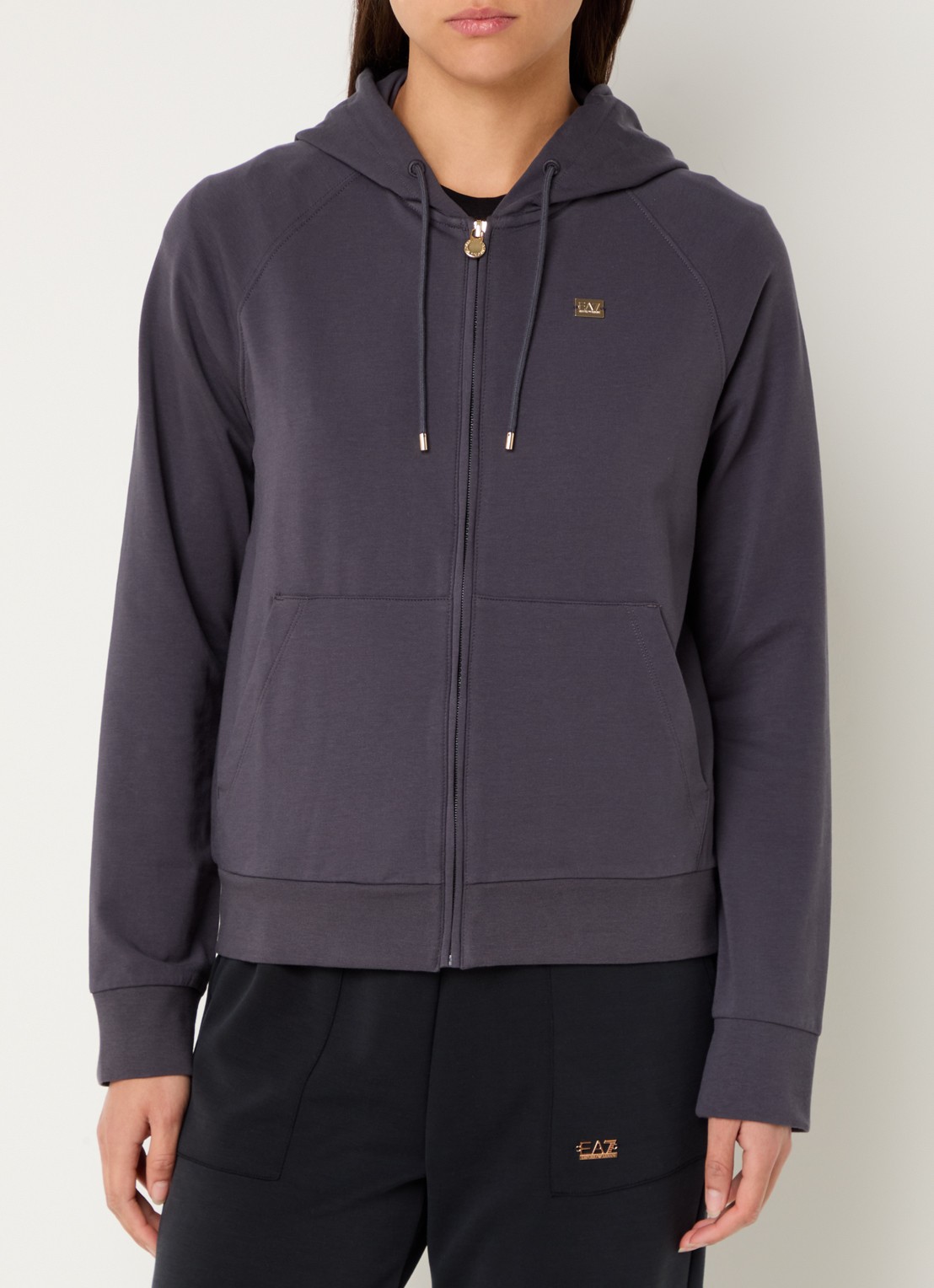 Armani Sweatvest met capuchon en logo - detail 3 antraciet
