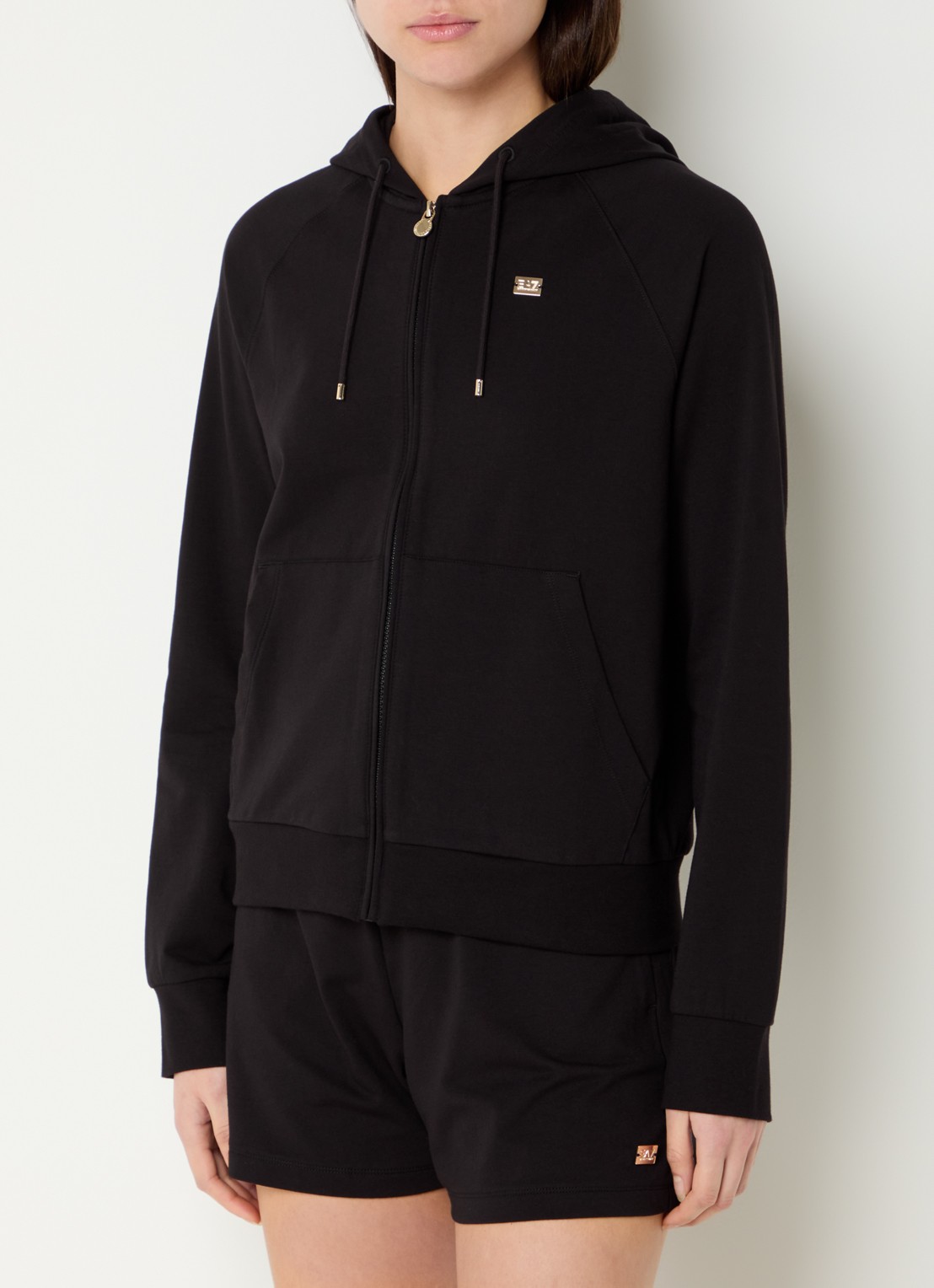 Armani Sweatvest met capuchon en logo - detail 4 zwart