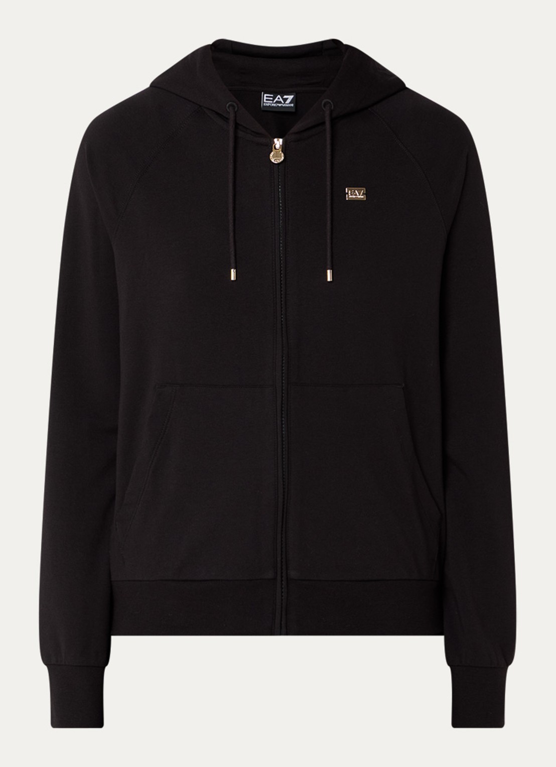 Armani Sweatvest met capuchon en logo - voorkant 2 zwart