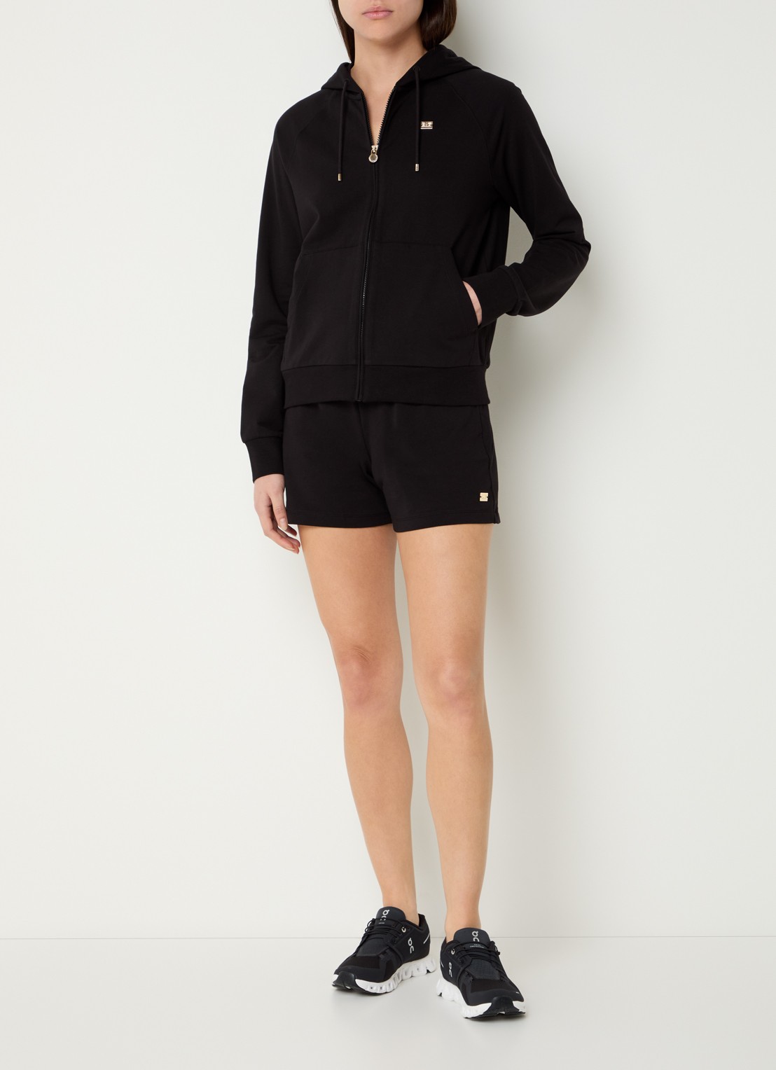 Armani Sweatvest met capuchon en logo - voorkant 3 zwart