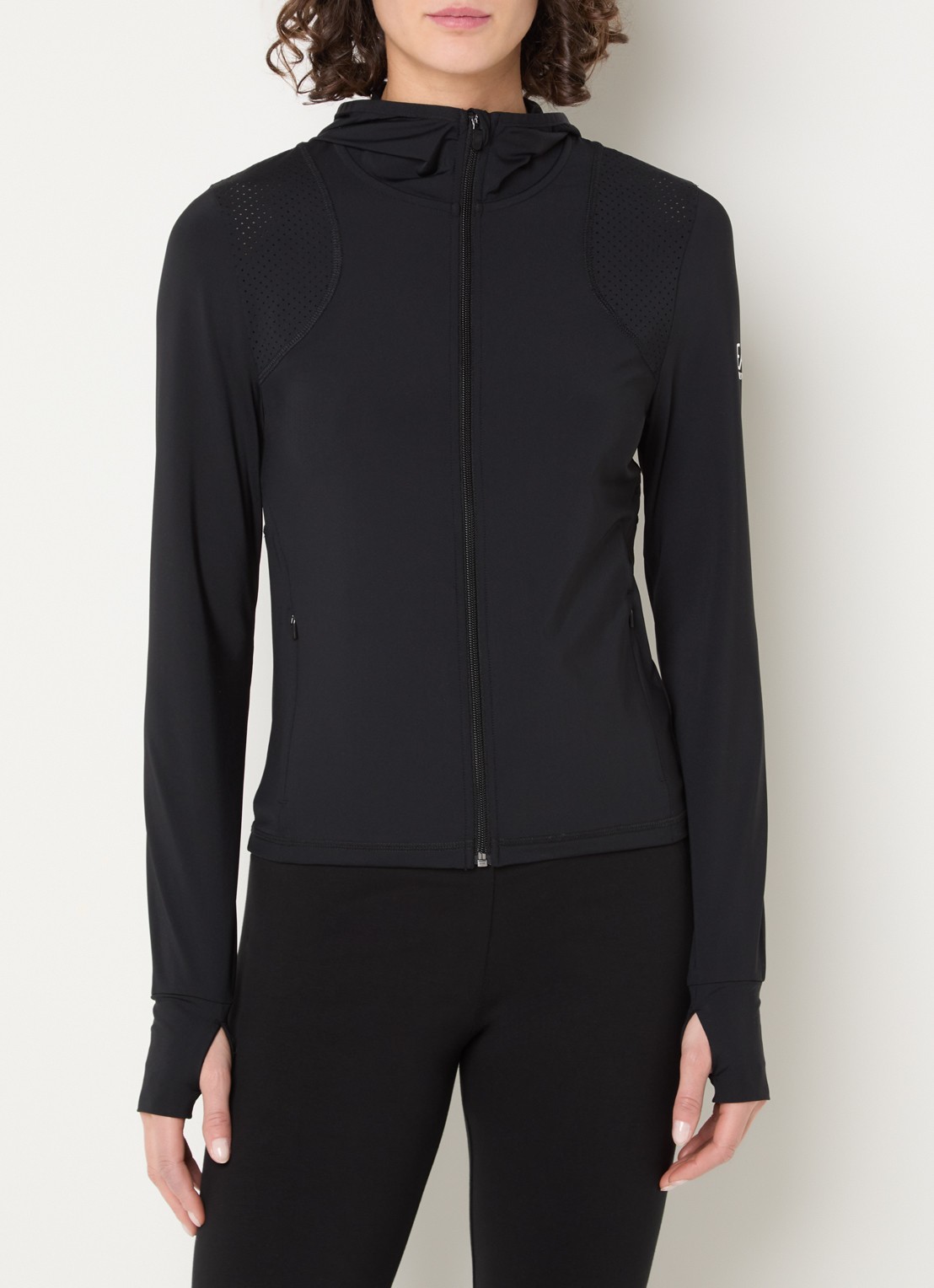 Armani Sweatvest met capuchon en logo  - detail 3 zwart
