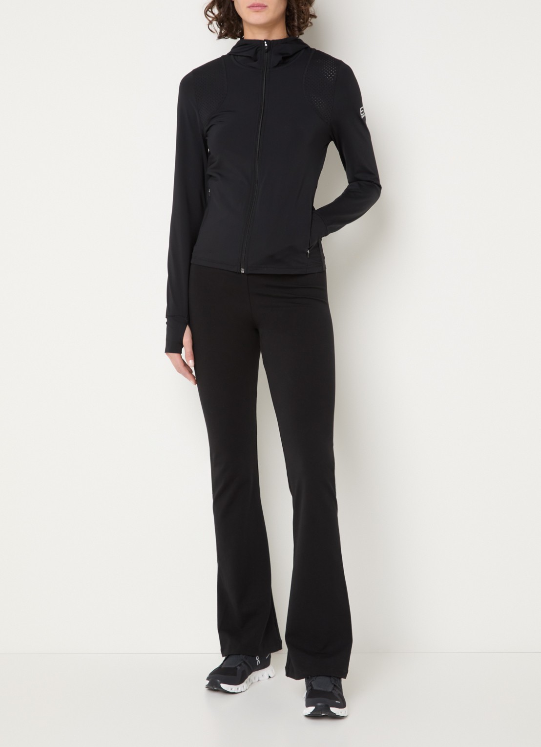 Armani Sweatvest met capuchon en logo  - voorkant 2 zwart
