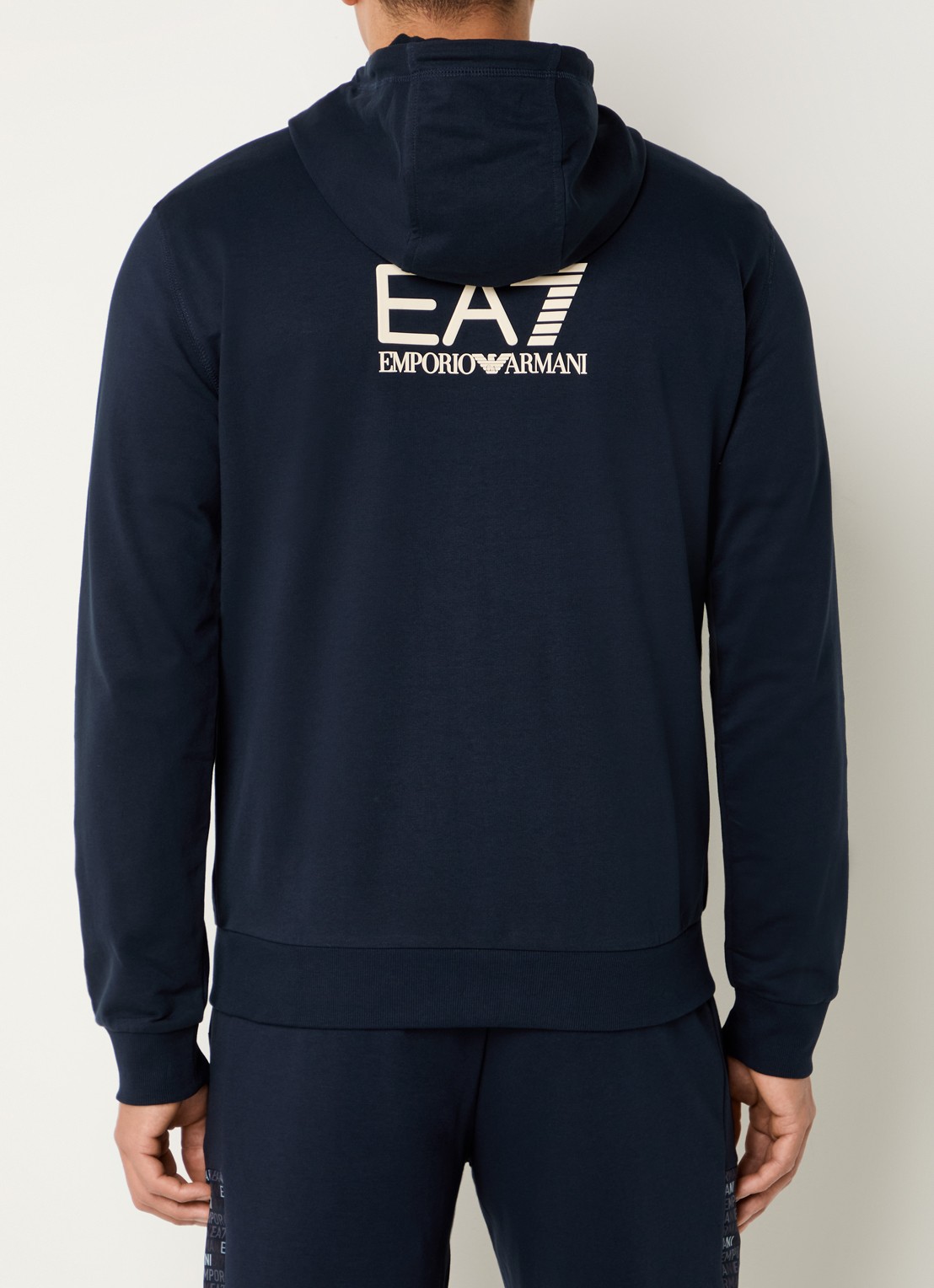Armani Sweatvest met logo en capuchon - detail 3 donkerblauw