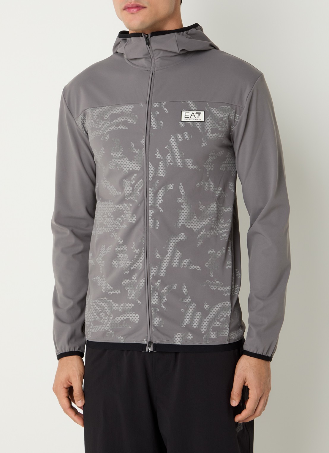 Armani Sweatvest met logo en capuchon - detail 2 grijs