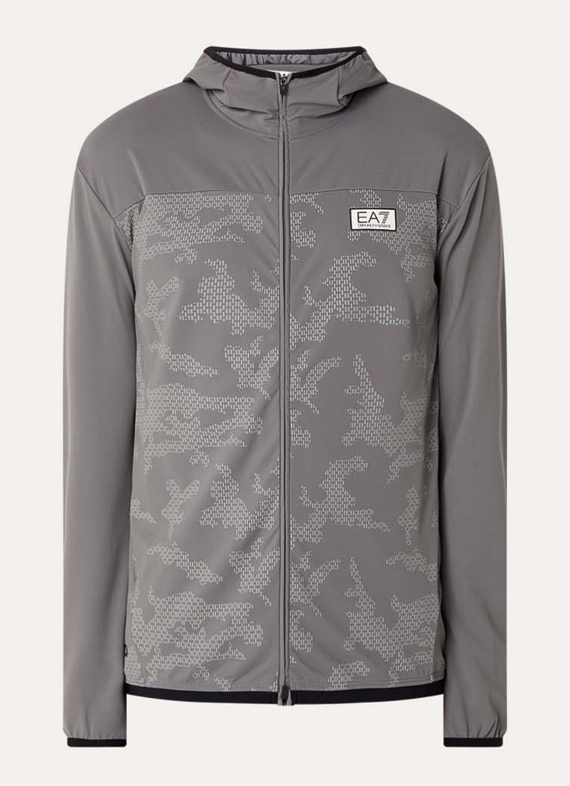Armani Sweatvest met logo en capuchon - voorkant 3 grijs
