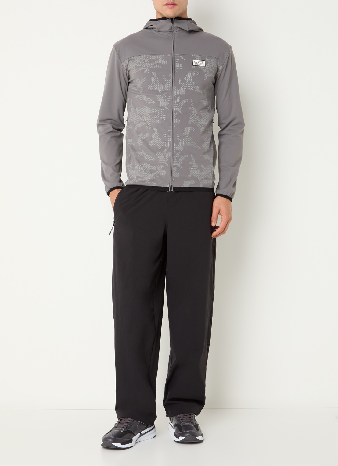 Armani Sweatvest met logo en capuchon - voorkant 4 grijs