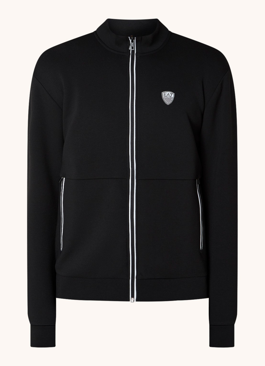 Armani Sweatvest met logo en ritszakken  - voorkant 2 zwart