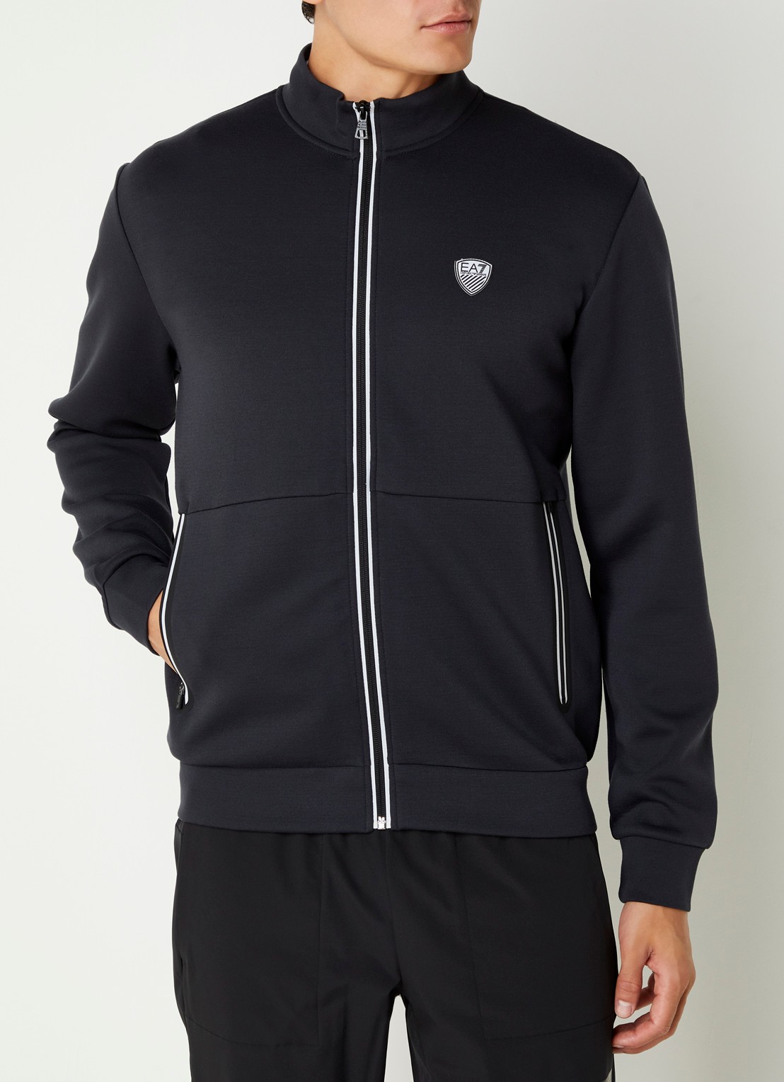 Armani Sweatvest met logo en ritszakken  - detail 4 donkerblauw