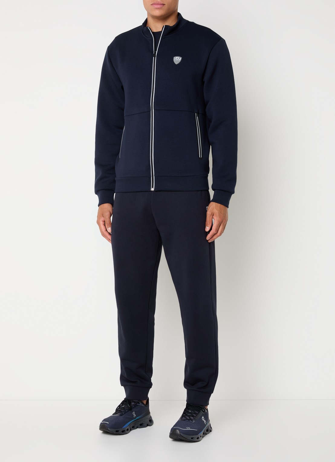 Armani Sweatvest met logo en ritszakken  - voorkant 4 indigo