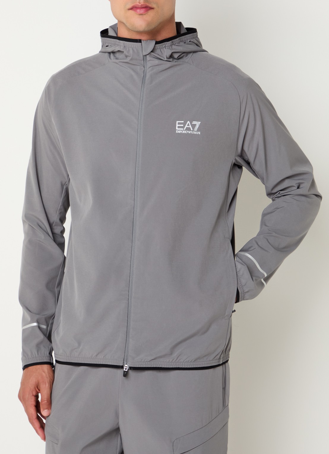 Armani Sweatvest met logo en ritszakken - detail 4 grijs