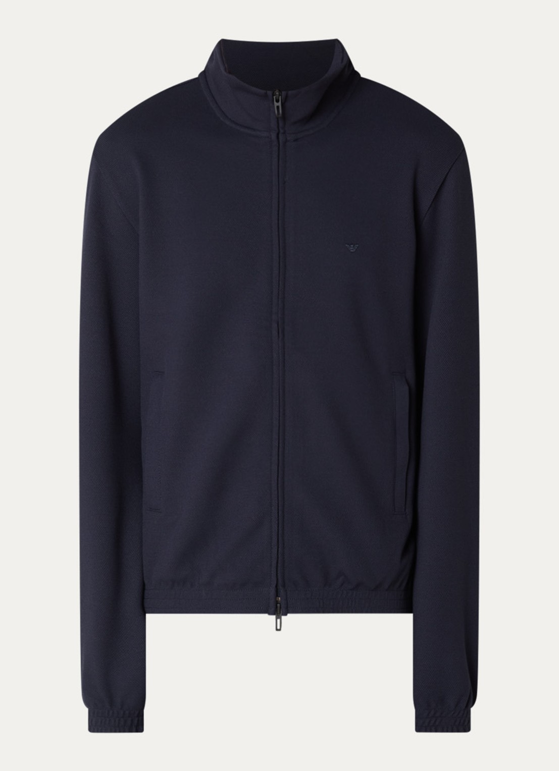 Armani Sweatvest met logo en ritszakken - voorkant 2 donkerblauw