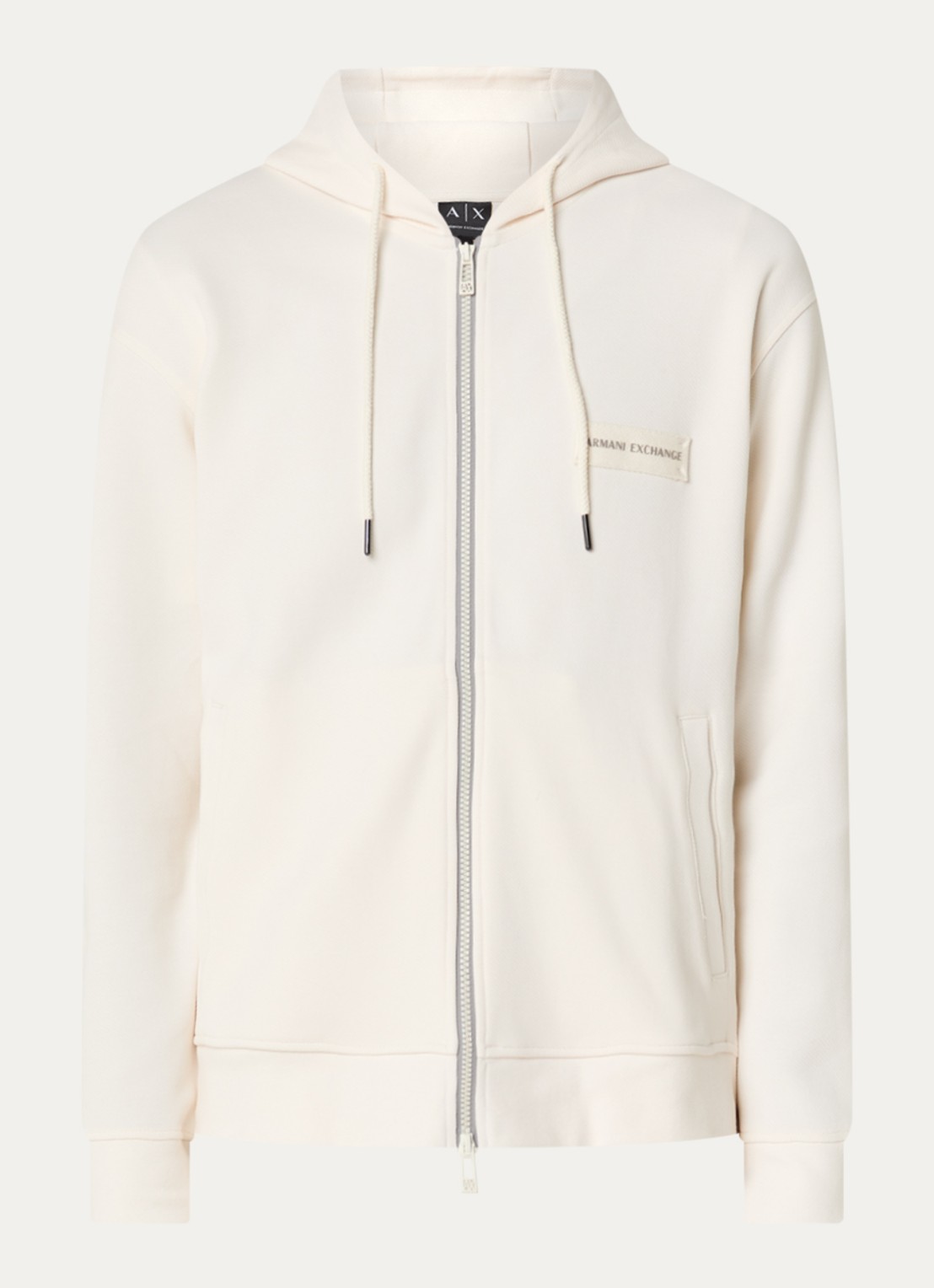 Armani Sweatvest met logo en steekzakken - voorkant gebroken wit