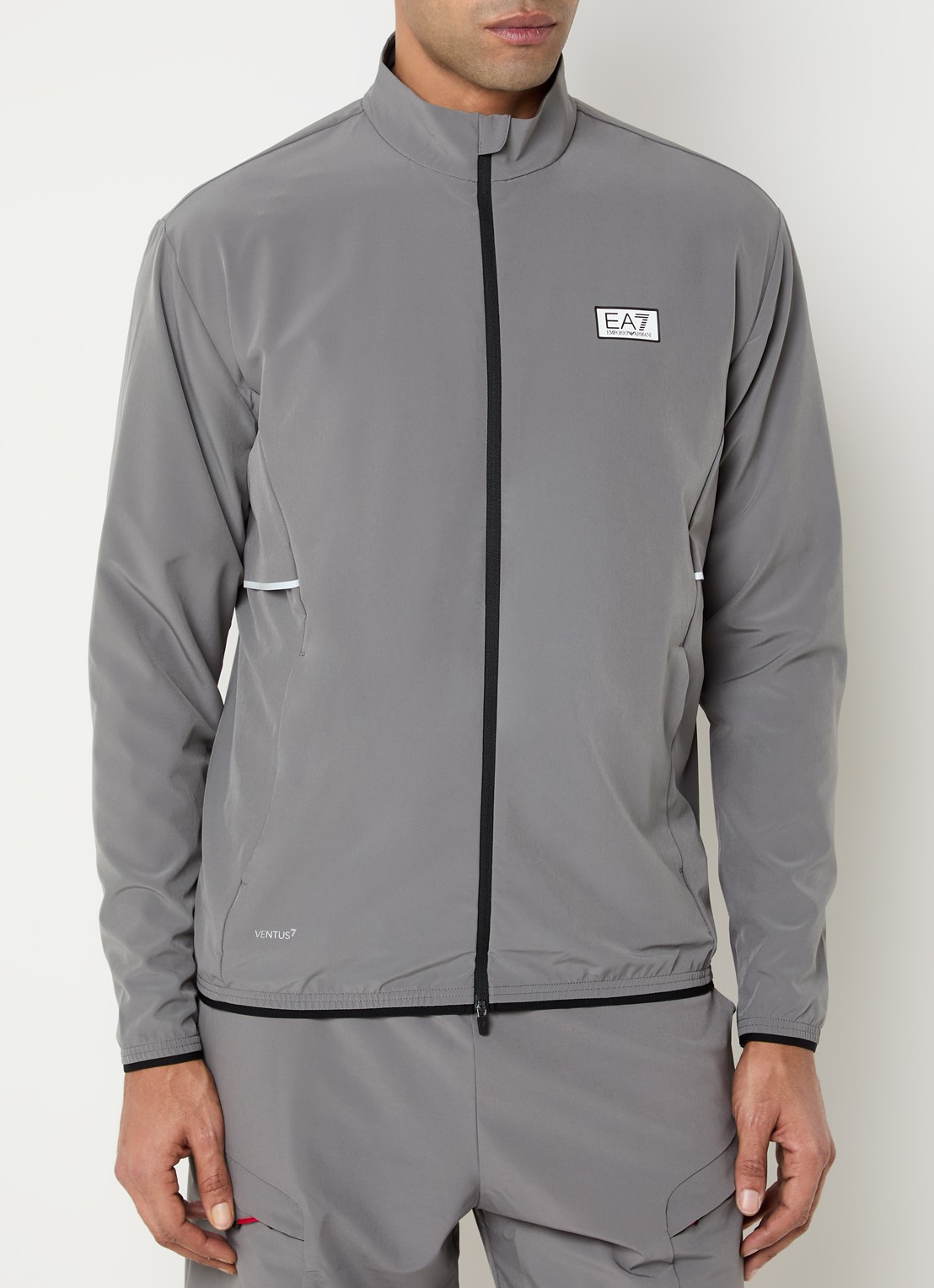 Armani Sweatvest met logo en steekzakken - detail grijs