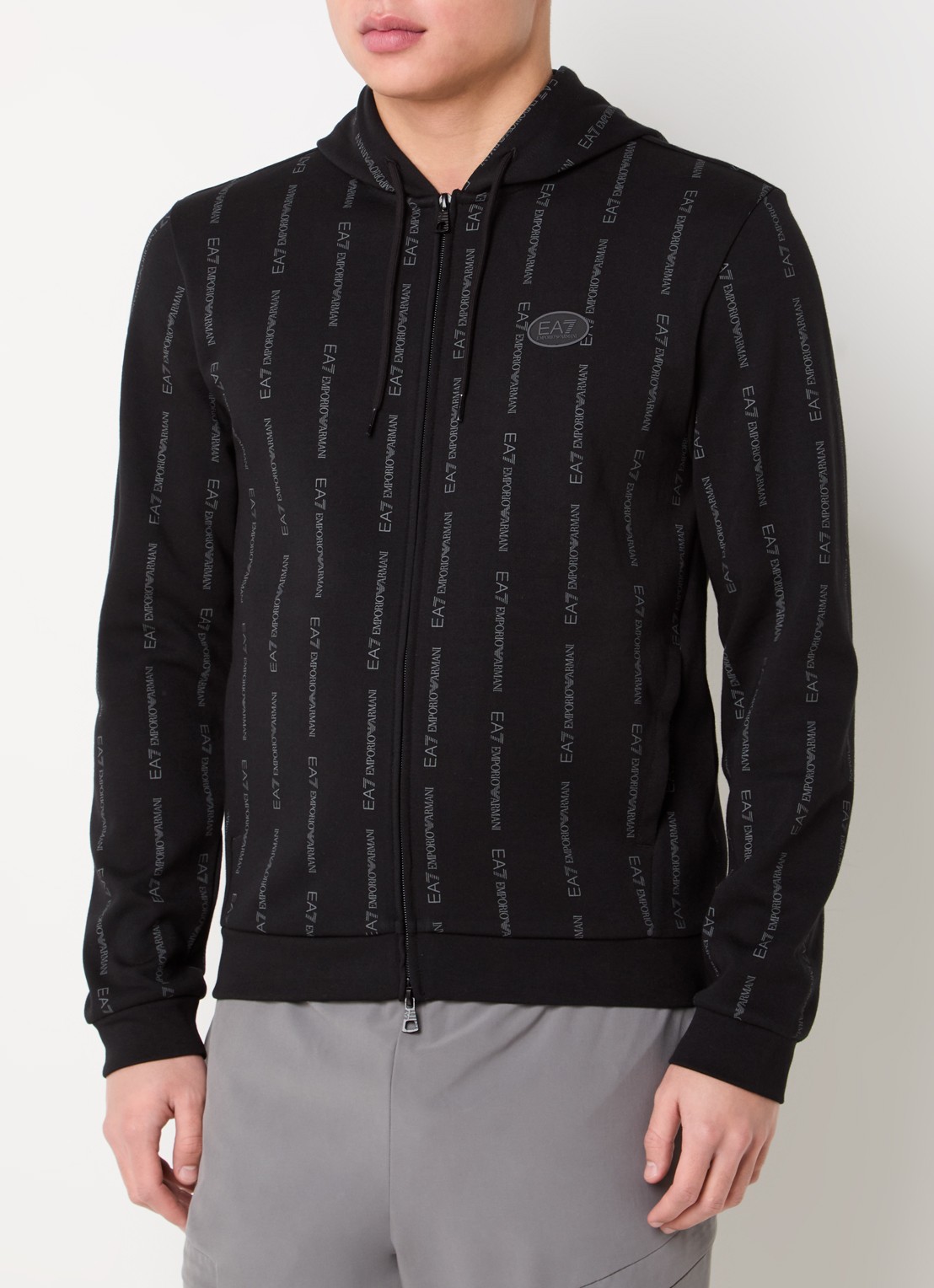Armani Sweatvest met logo en steekzakken - detail zwart