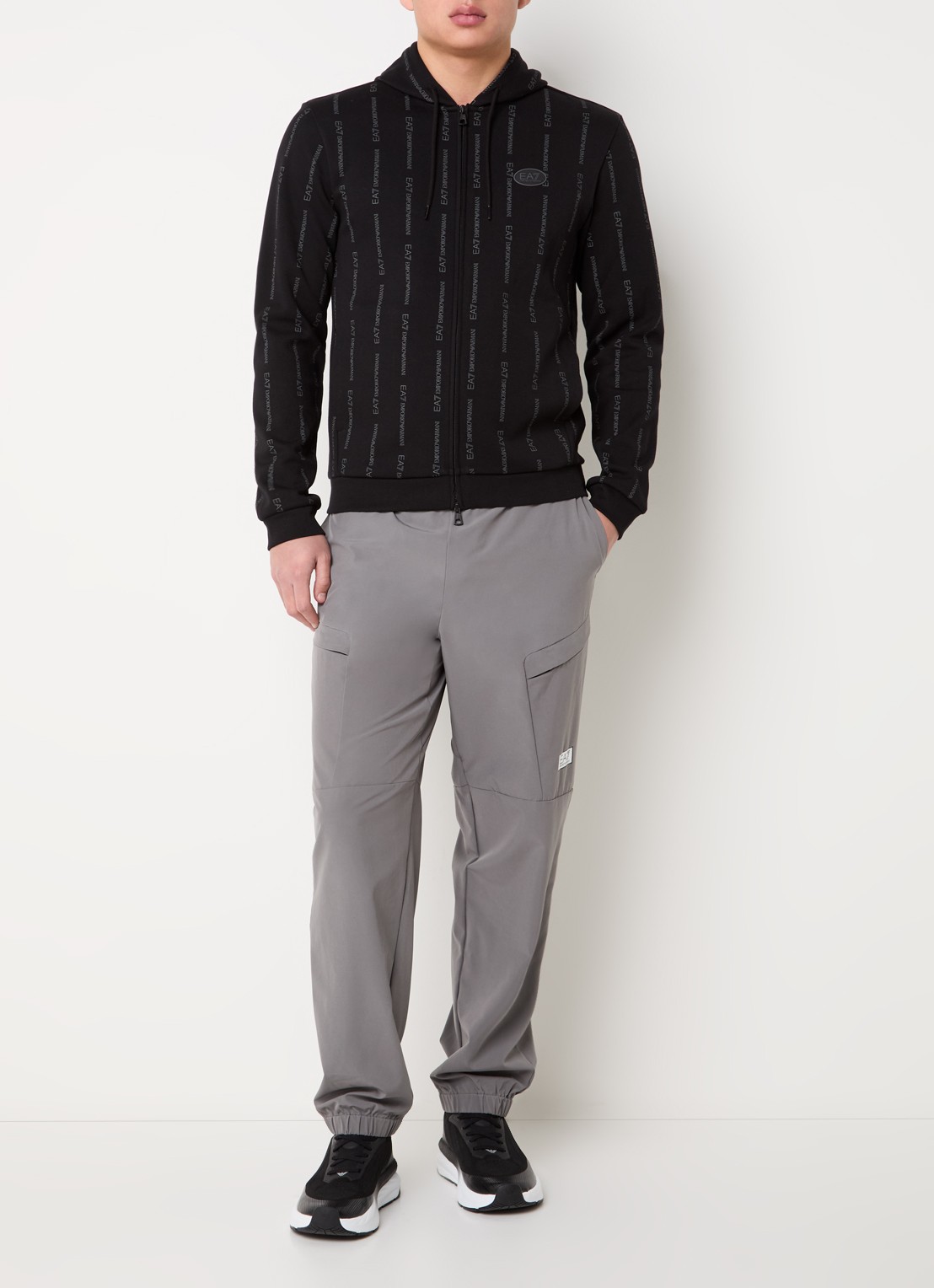 Armani Sweatvest met logo en steekzakken - voorkant 4 zwart