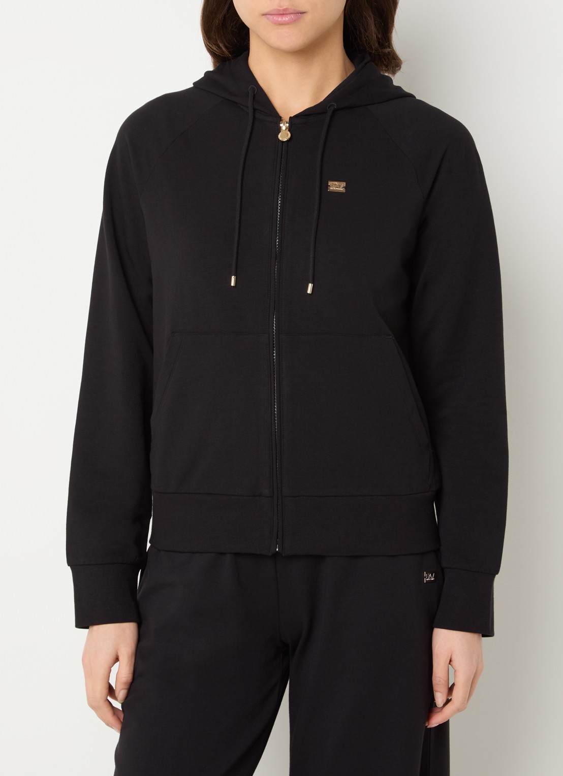 Armani Sweatvest met logo en steekzakken - detail 4 zwart