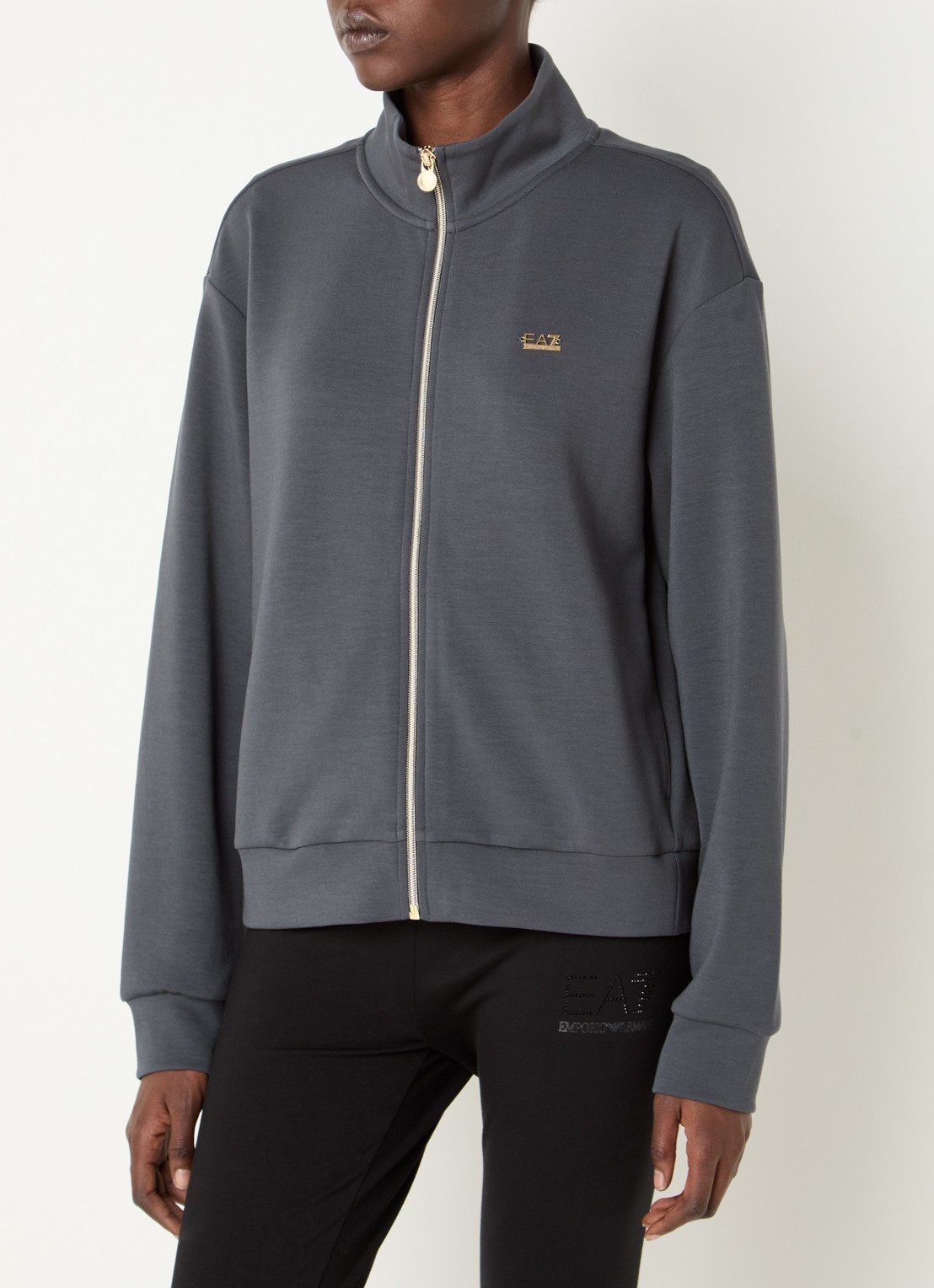 Armani Sweatvest met logo en steekzakken - detail antraciet