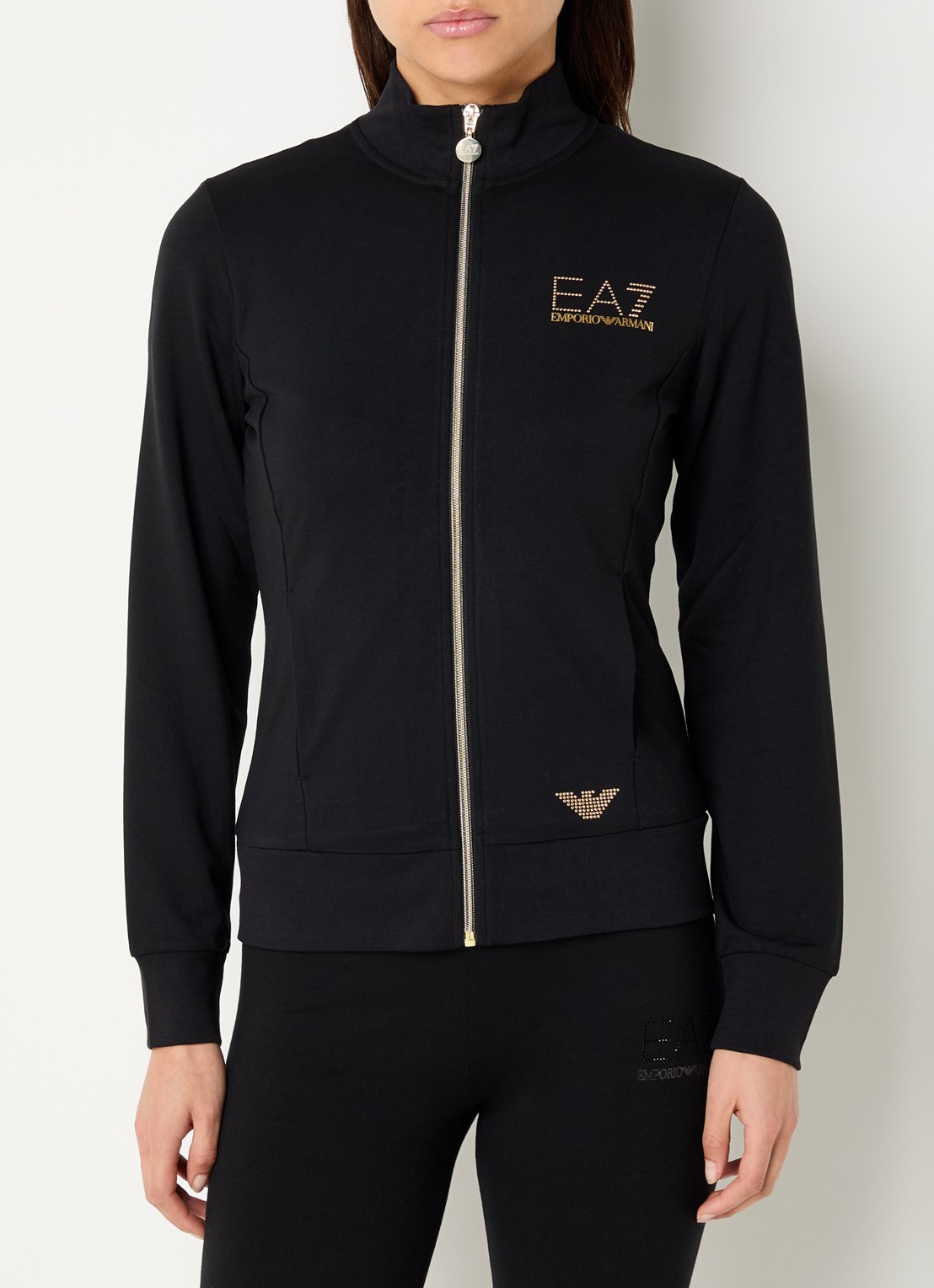Armani Sweatvest met logo en steekzakken  - detail zwart