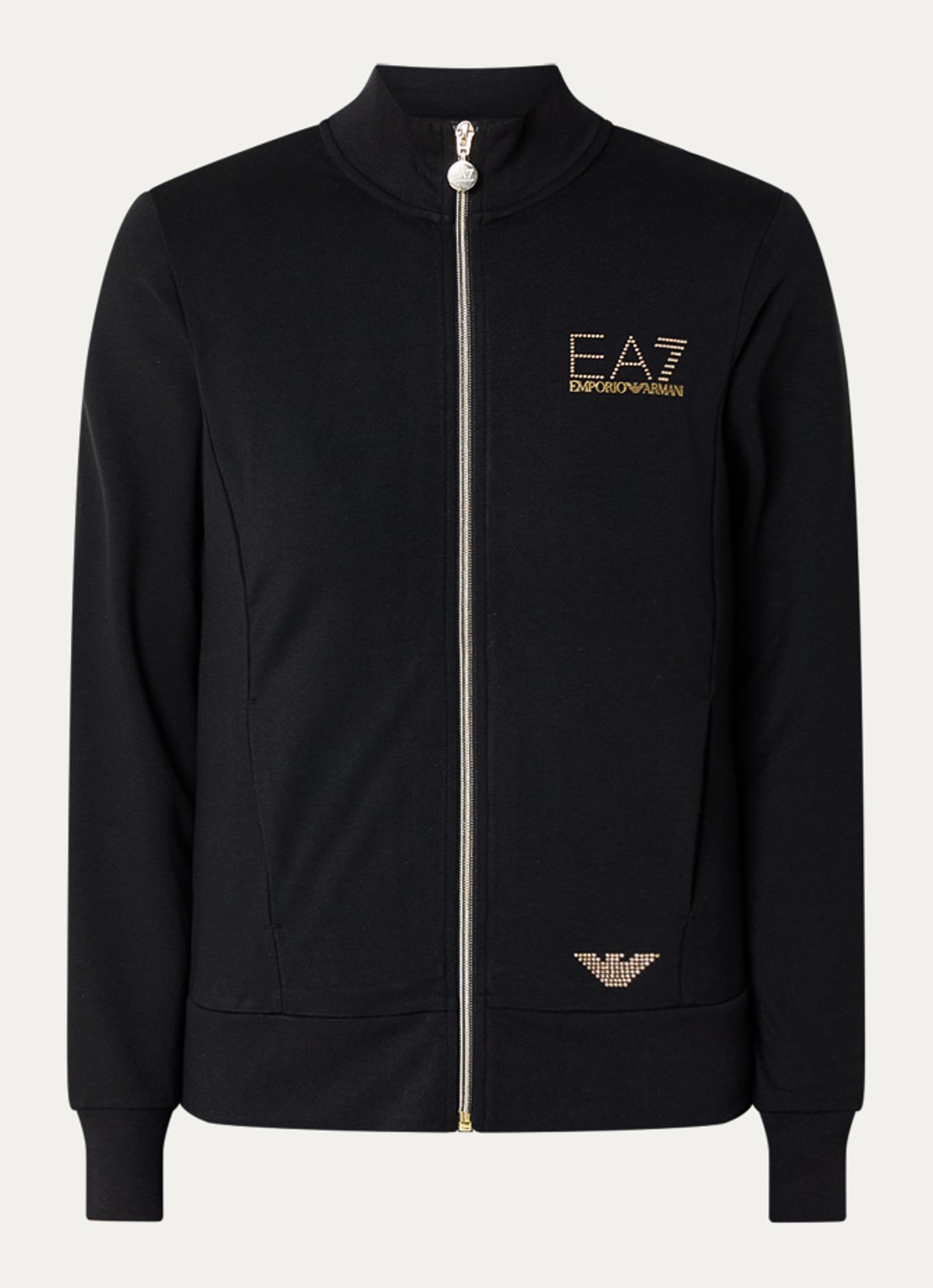 Armani Sweatvest met logo en steekzakken  - voorkant 3 zwart