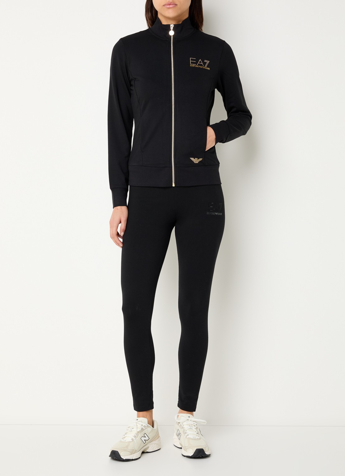 Armani Sweatvest met logo en steekzakken  - voorkant 4 zwart