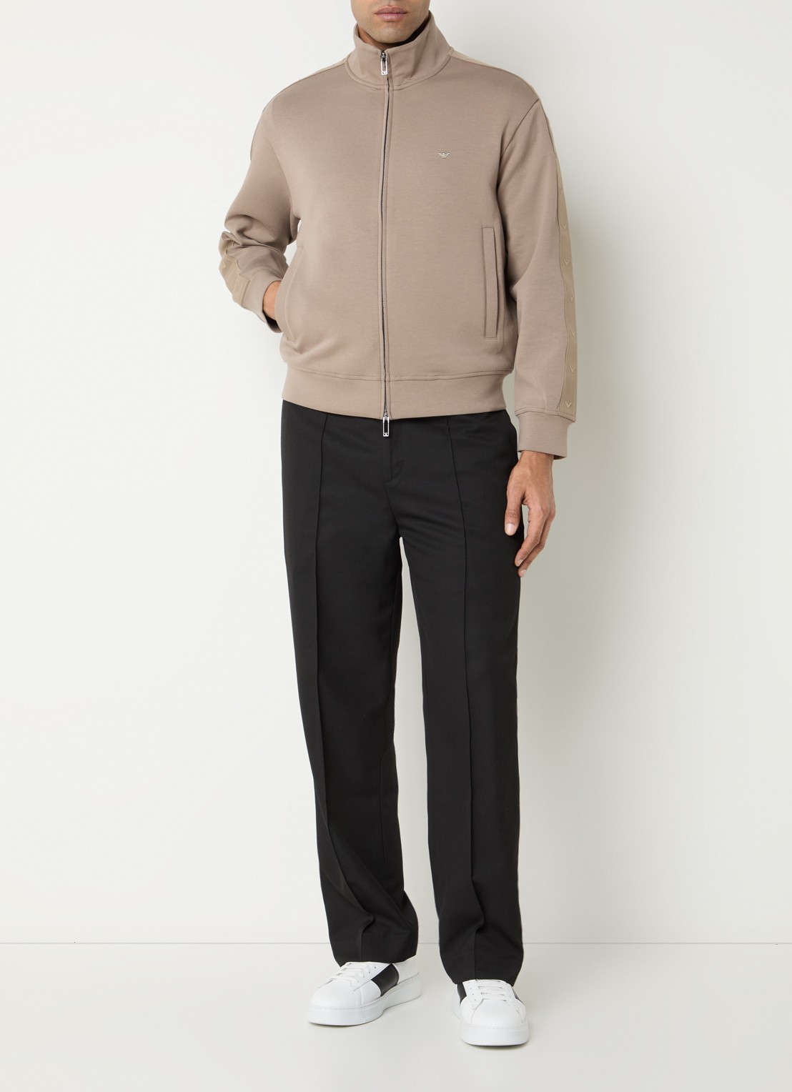 Armani Sweatvest met logo en steekzakken - voorkant 2 antraciet