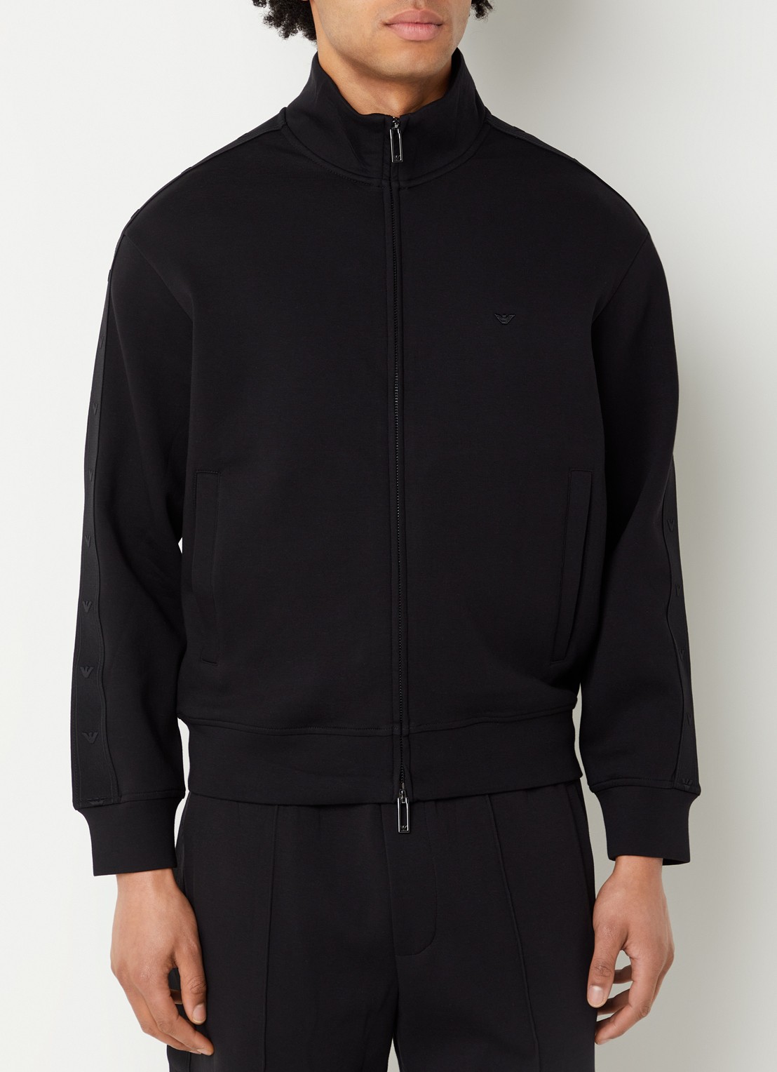 Armani Sweatvest met logo en steekzakken - detail 4 zwart