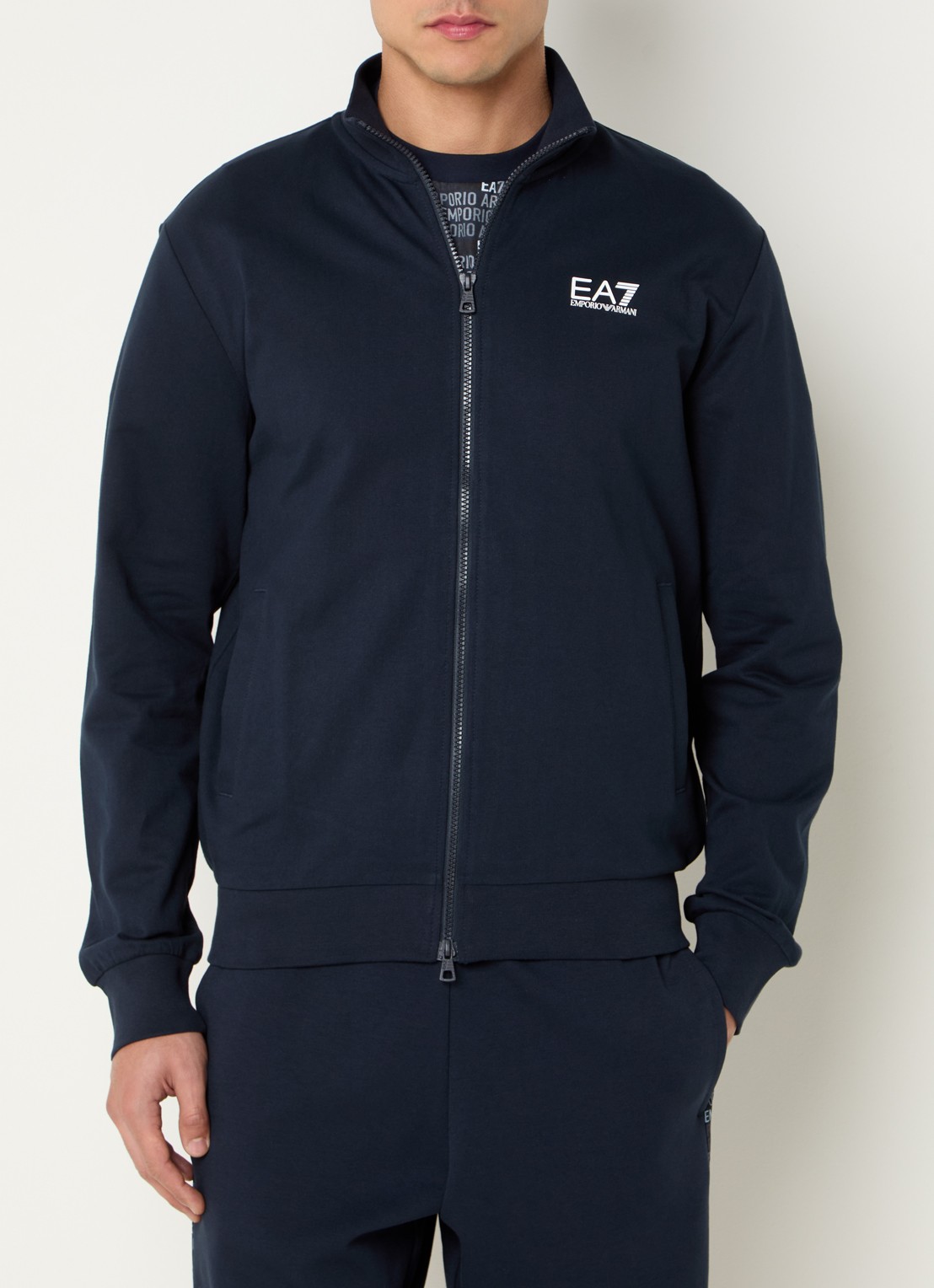 Armani Sweatvest met logo - detail donkerblauw