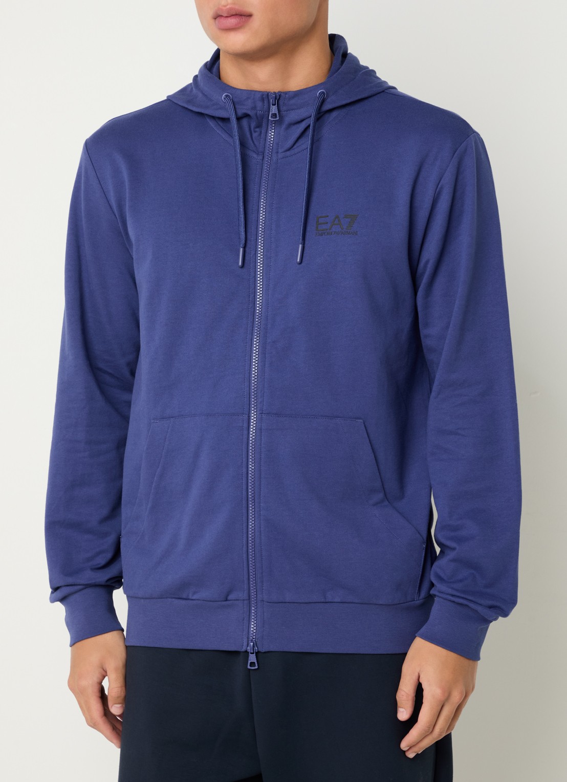 Armani Sweatvest met logo - detail 4 kobaltblauw