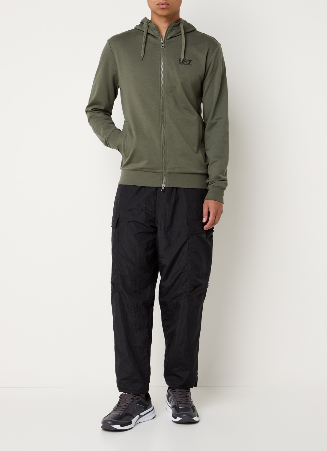 Armani Sweatvest met logo - voorkant 2 legergroen