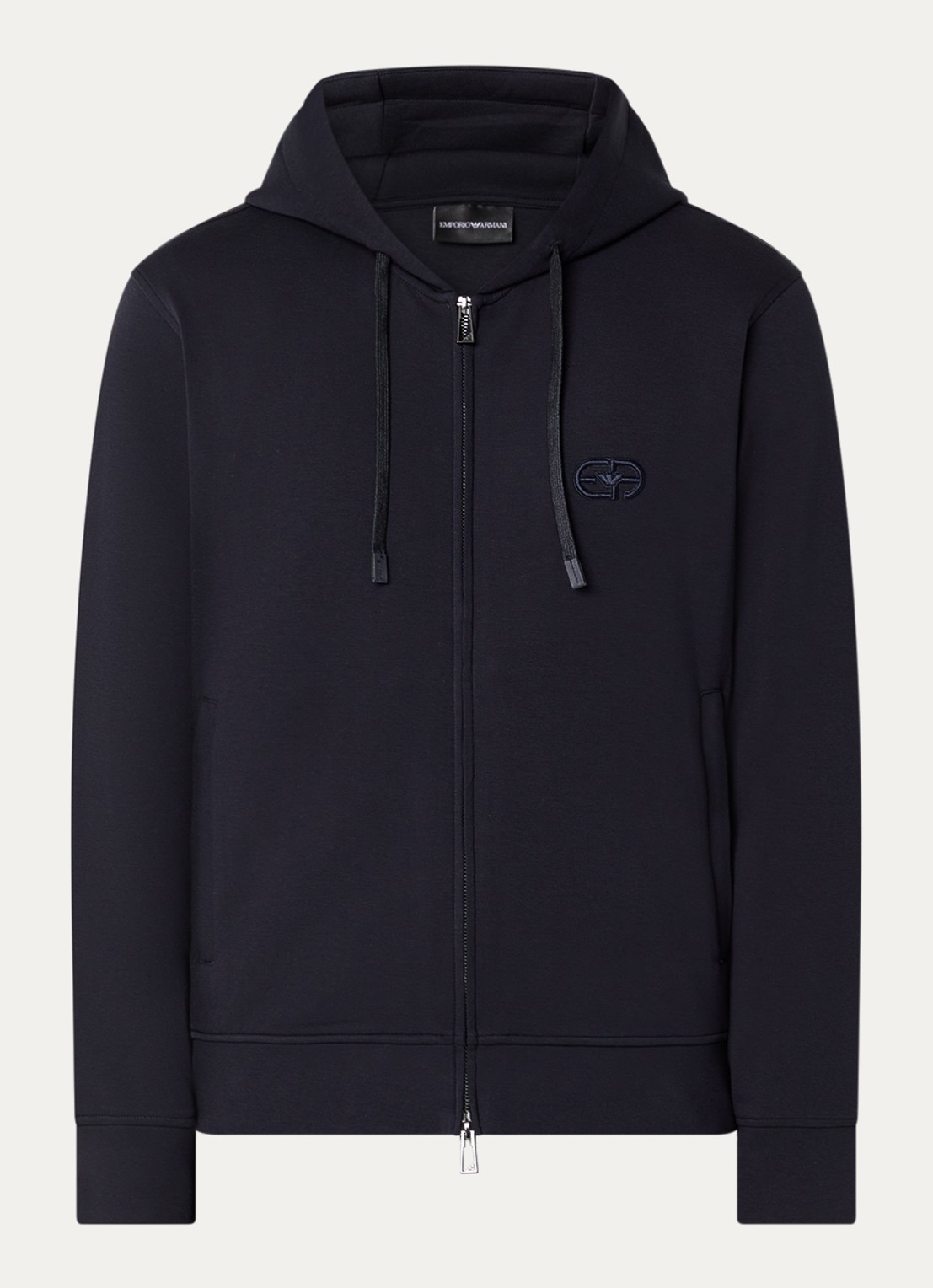 Armani Sweatvest met logoborduring en ritszakken - voorkant 2 donkerblauw