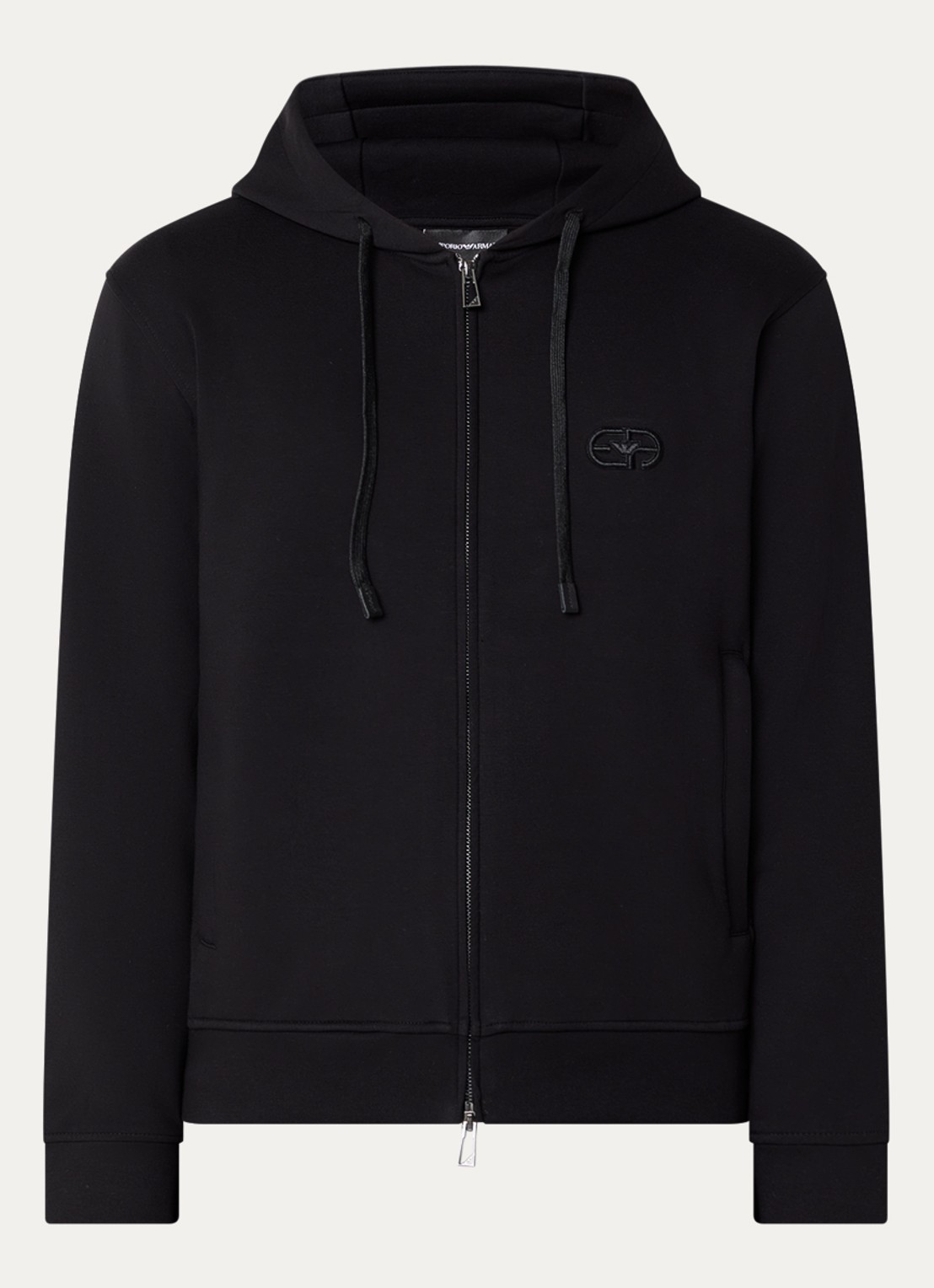 Armani Sweatvest met logoborduring en ritszakken - voorkant 3 zwart