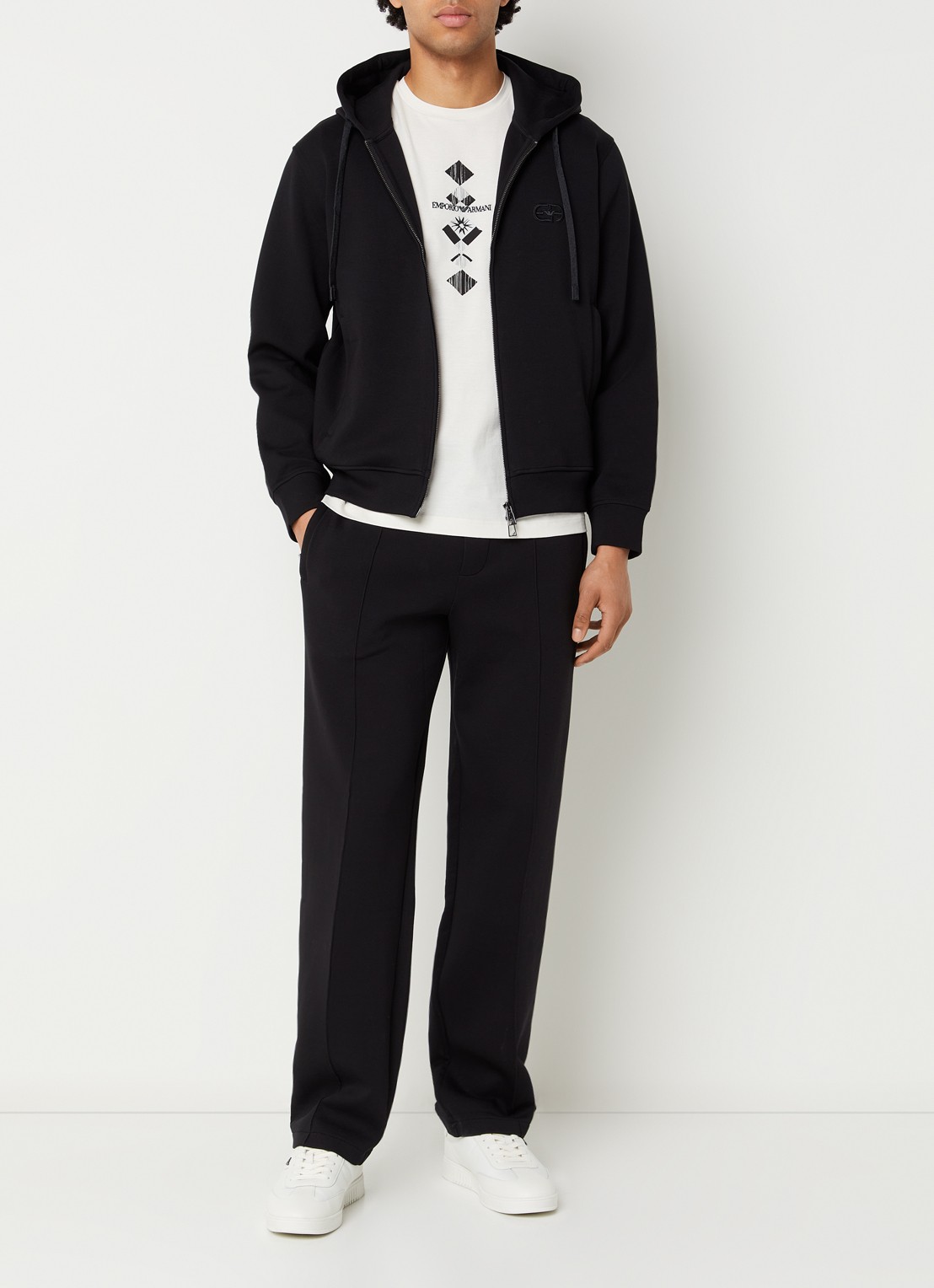 Armani Sweatvest met logoborduring en ritszakken - voorkant 4 zwart