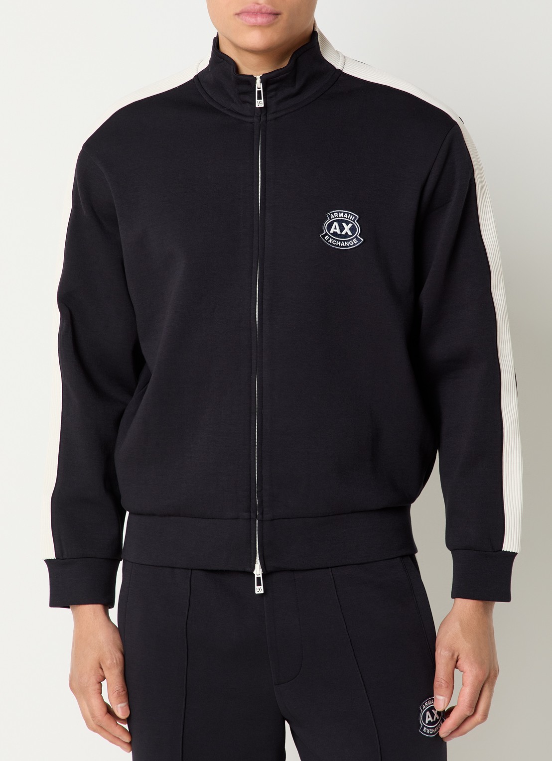 Armani Sweatvest met logoborduring - detail 4 donkerblauw
