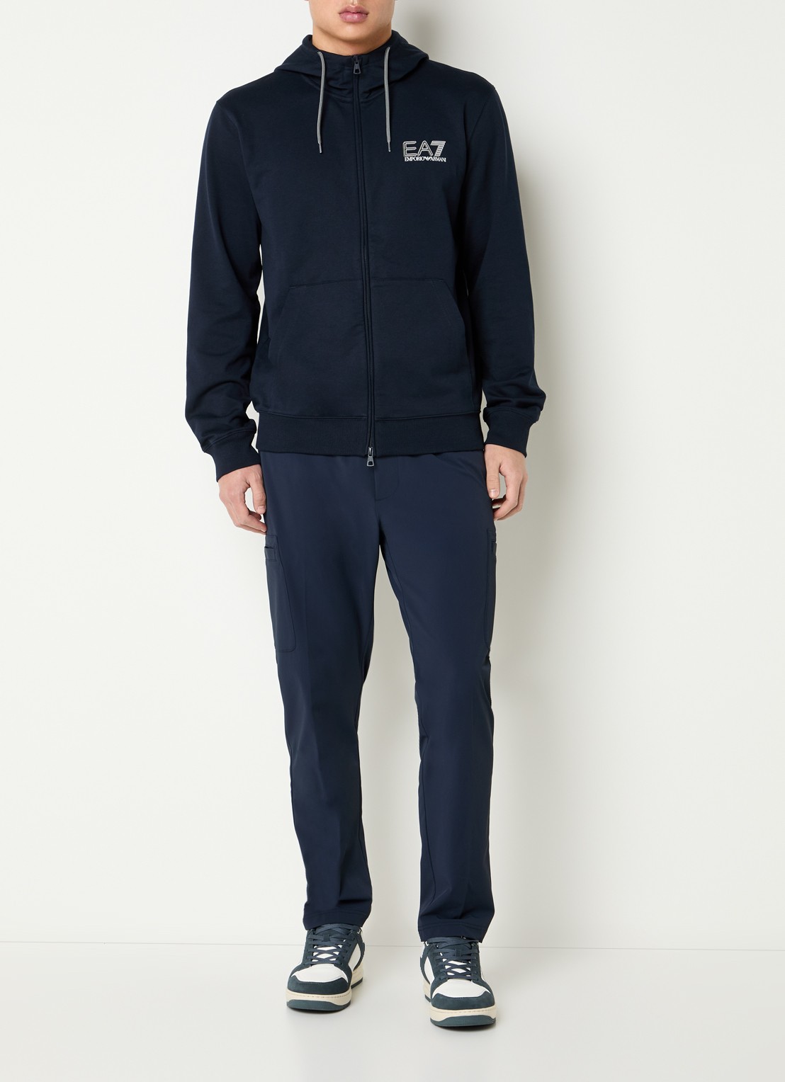 Armani Sweatvest met logoprint - voorkant 4 donkerblauw