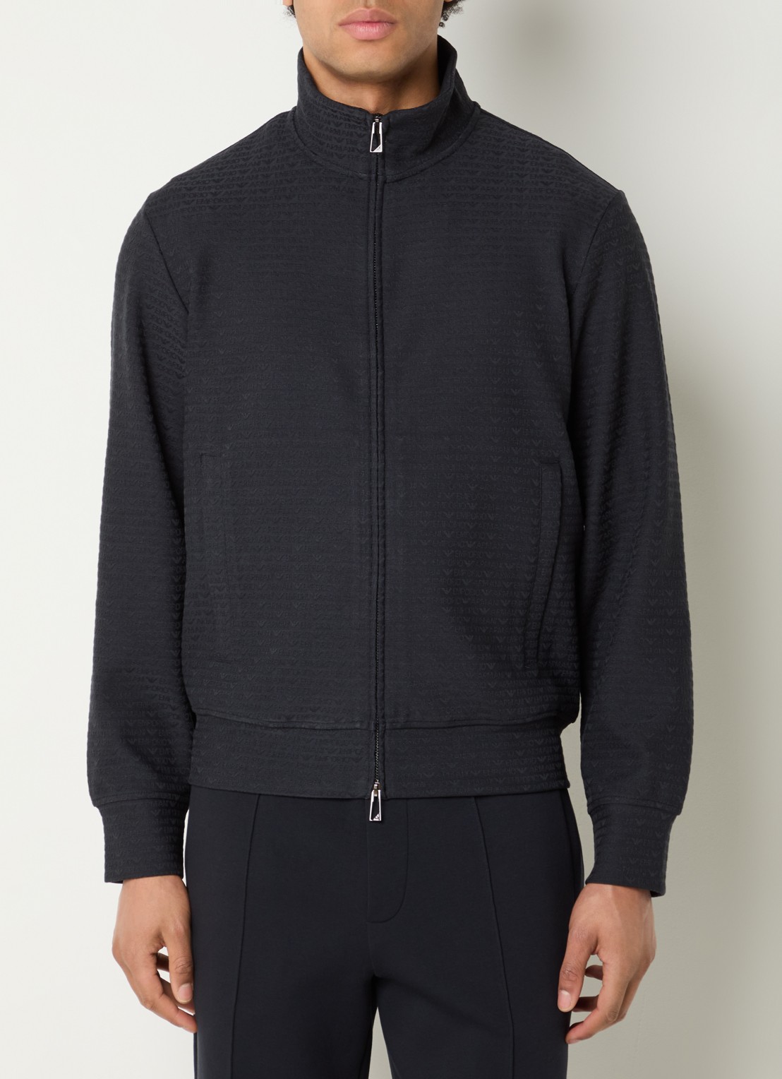 Armani Sweatvest met logoprint - detail 2 donkerblauw