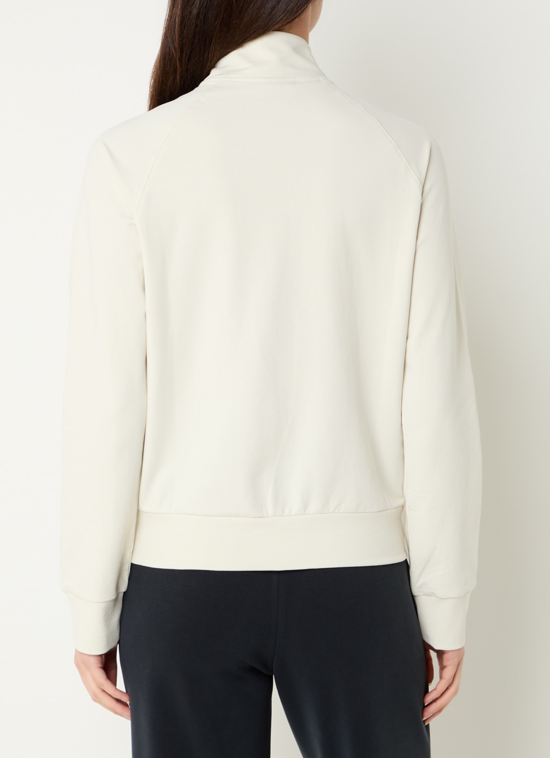 Armani Sweatvest met opstaande kraag en logo - achterkant gebroken wit
