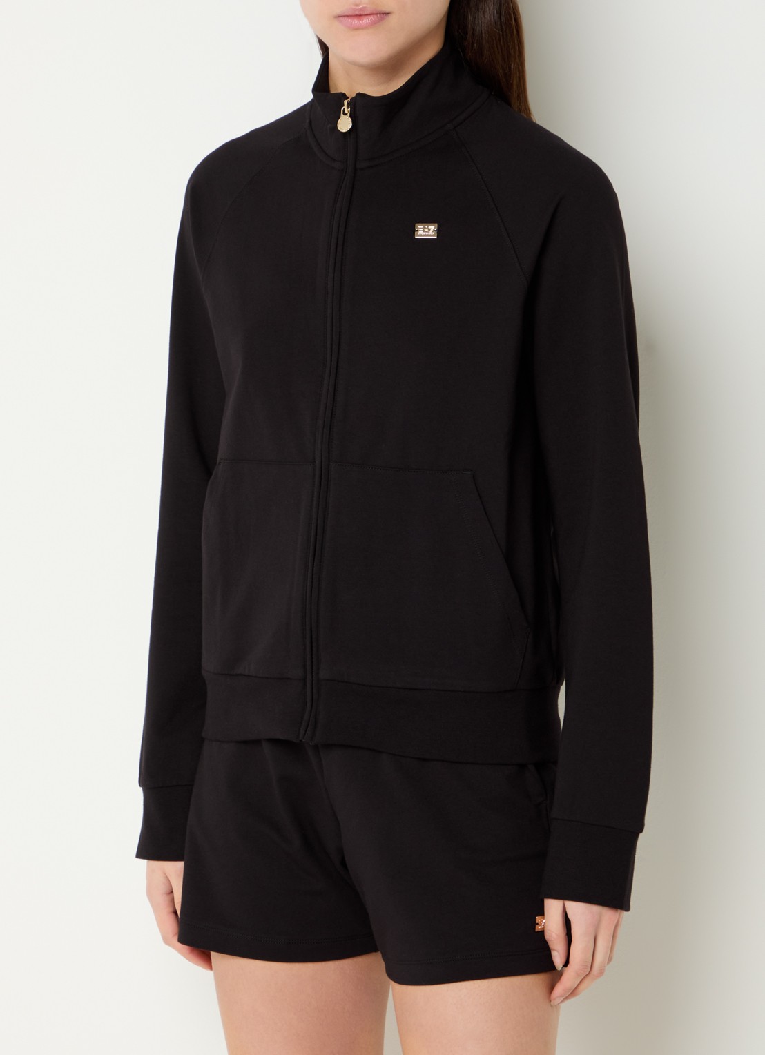 Armani Sweatvest met opstaande kraag en logo - detail 3 zwart