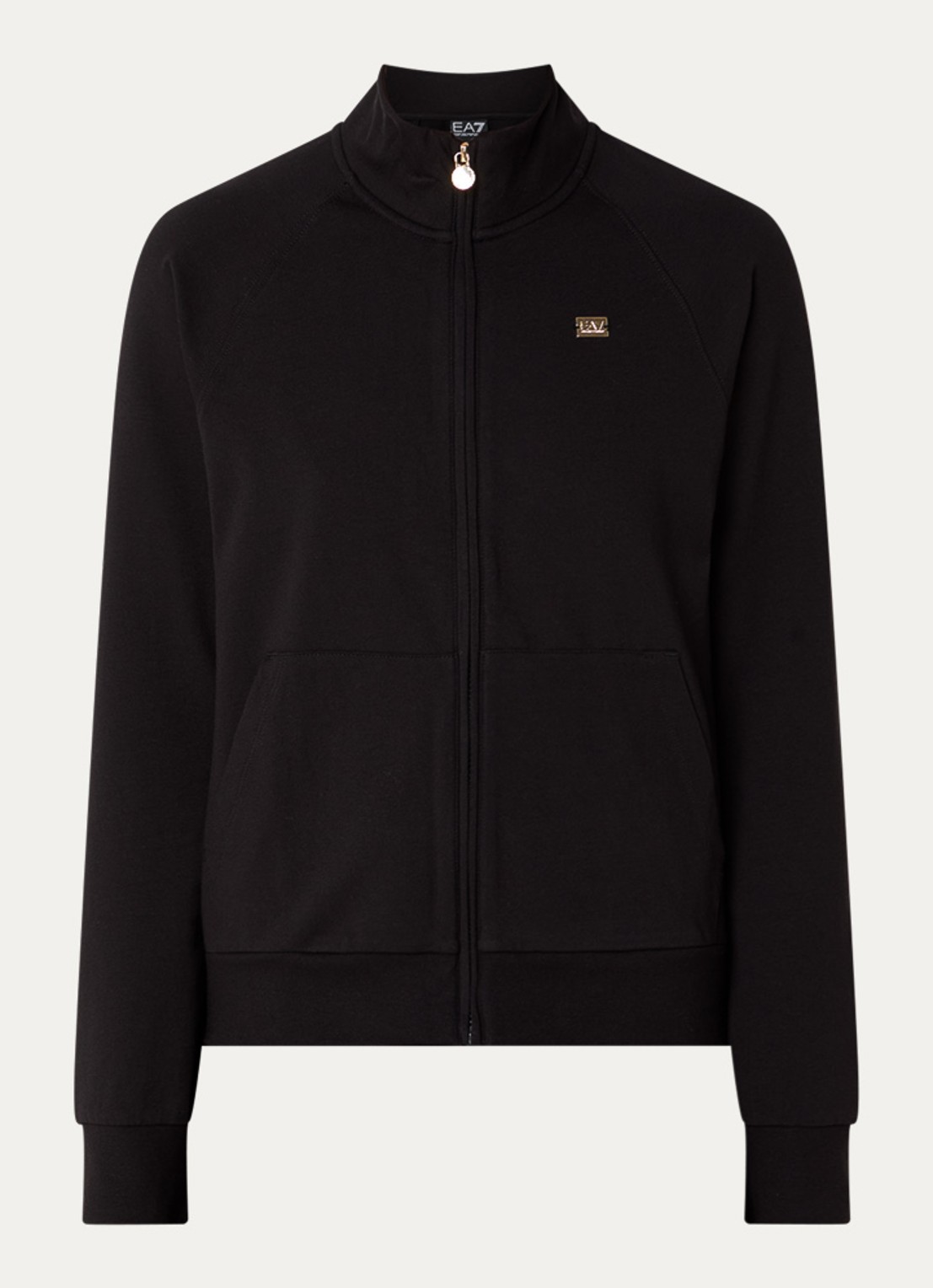 Armani Sweatvest met opstaande kraag en logo - voorkant zwart