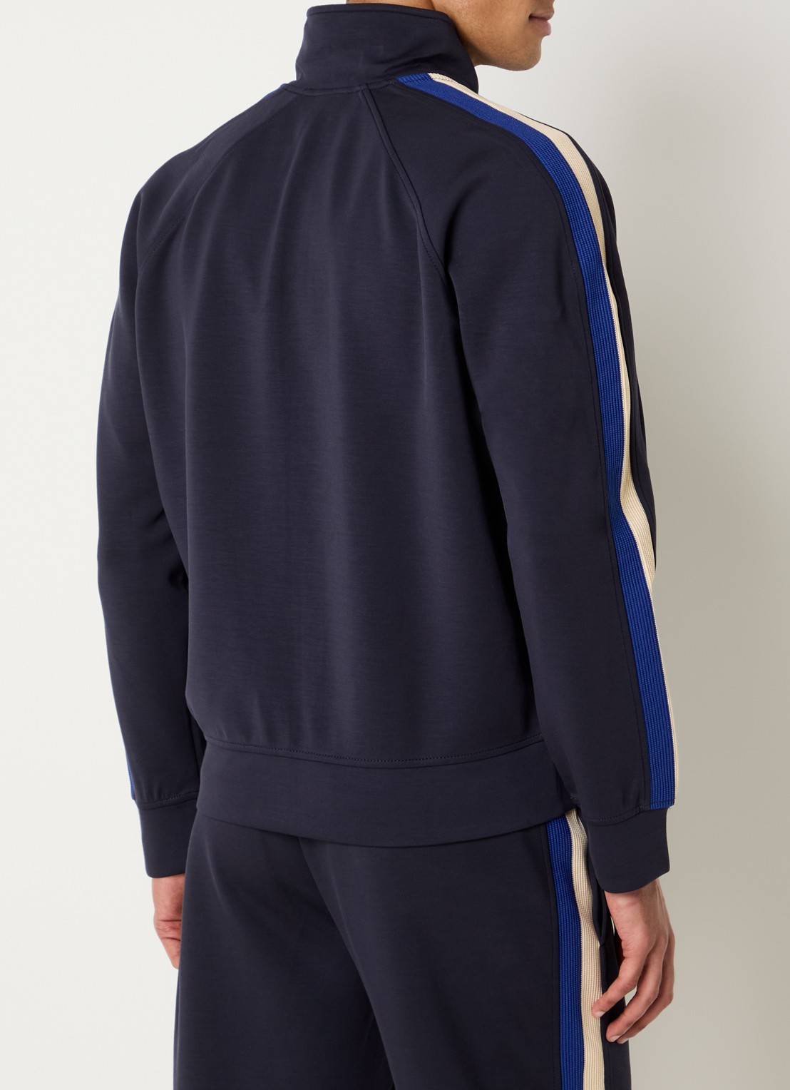 Armani Sweatvest met paspelzakken en 3D logo - achterkant donkerblauw