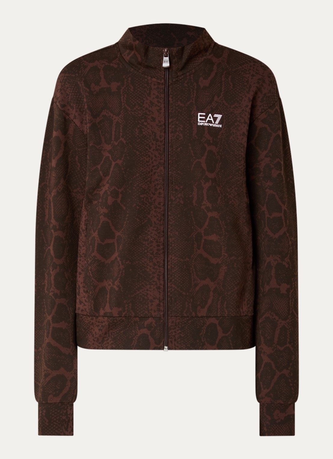 Armani Sweatvest met slangenprint en steekzakken - voorkant 2 bruin
