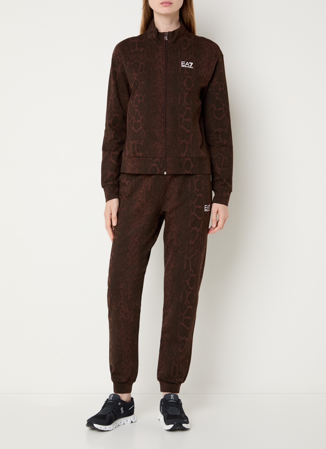 Armani Sweatvest met slangenprint en steekzakken - voorkant 3 bruin