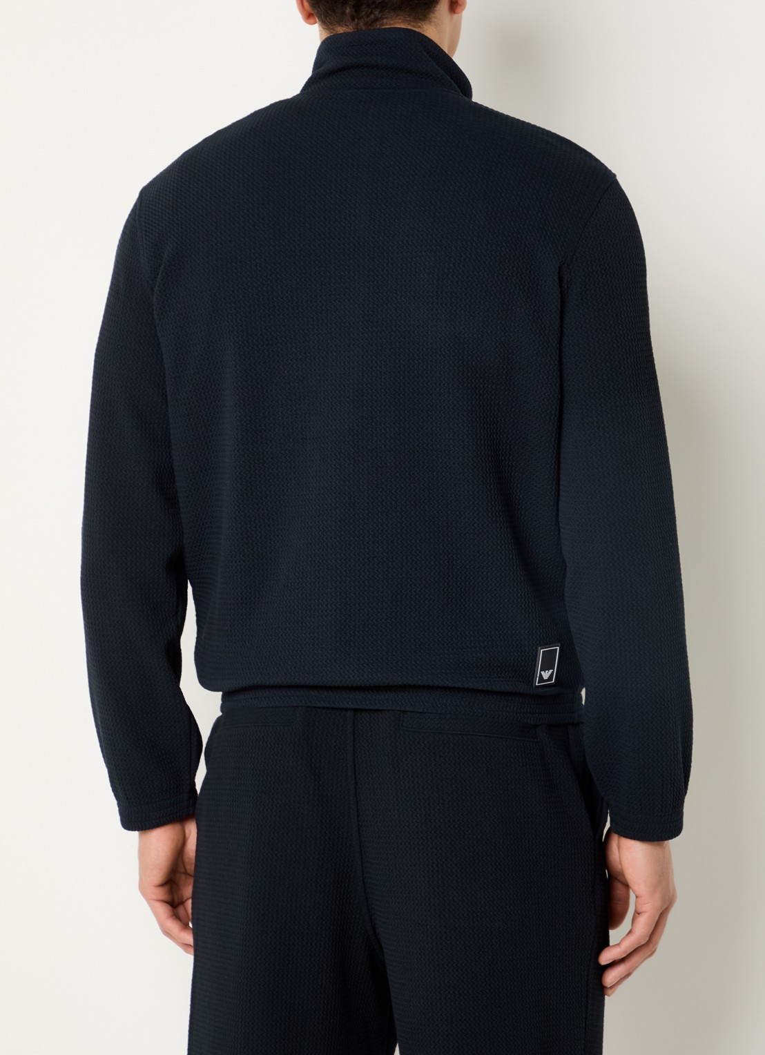 Armani Sweatvest met steekzakken en structuur - achterkant 4 donkerblauw