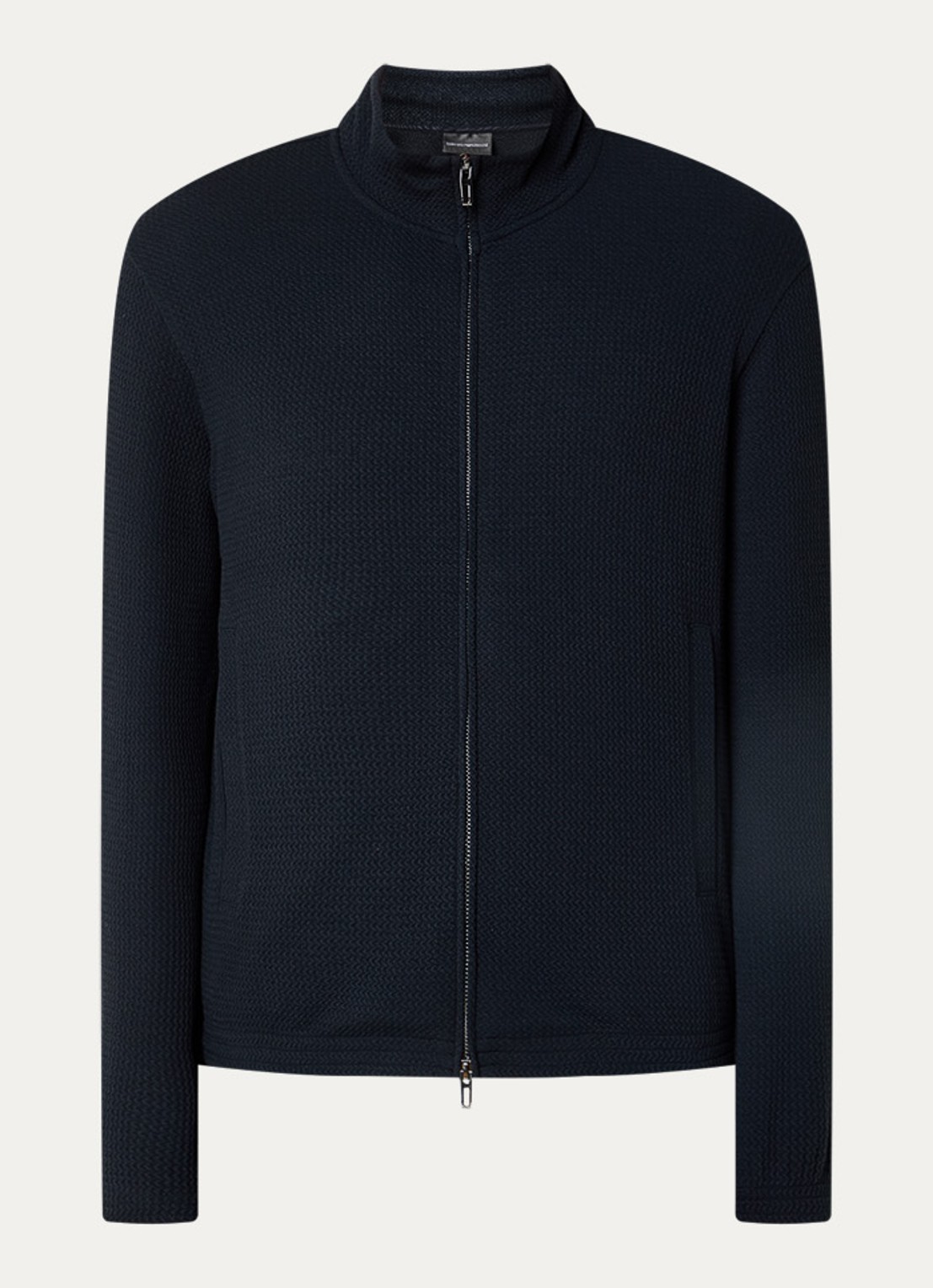 Armani Sweatvest met steekzakken en structuur - voorkant 2 donkerblauw