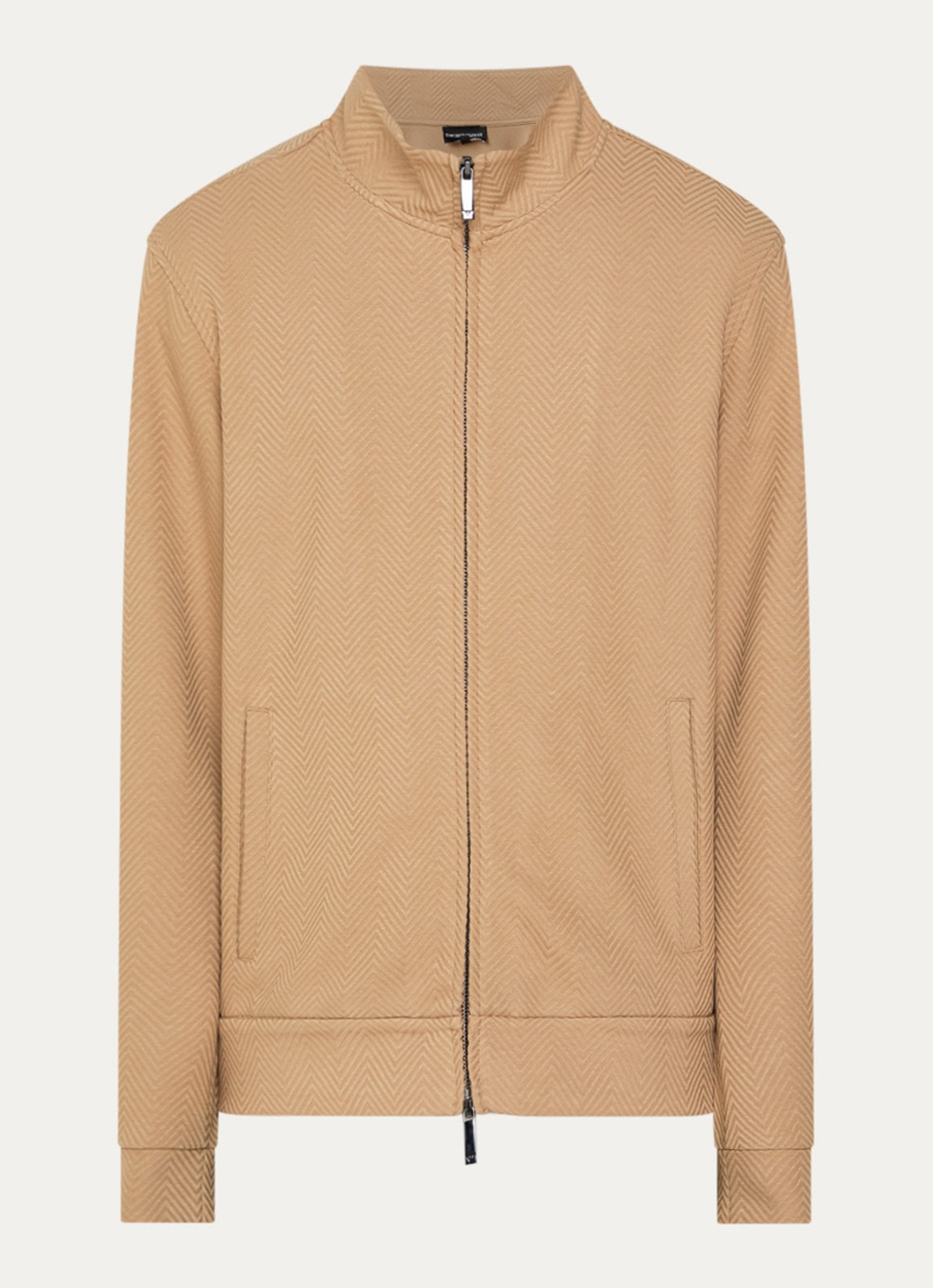 Armani Sweatvest met structuur en steekzakken - voorkant 3 camel