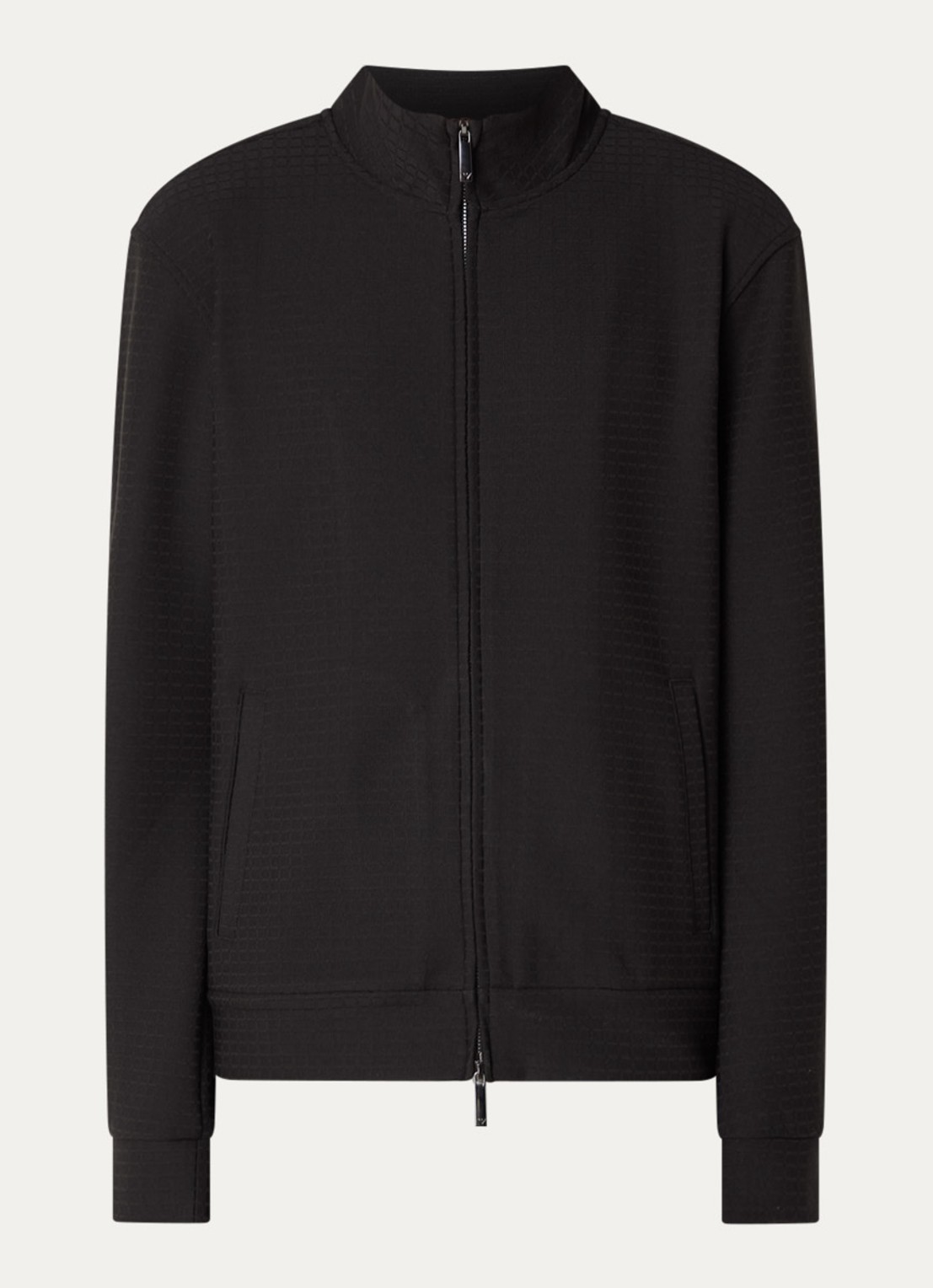 Armani Sweatvest met structuur en steekzakken - voorkant 3 zwart