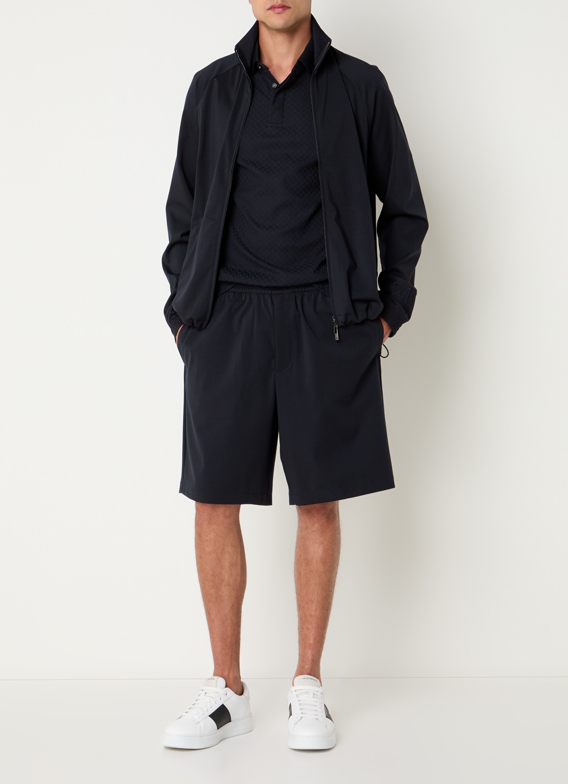 Armani Sweatvest met trekkoord en steekzakken - voorkant 2 donkerblauw