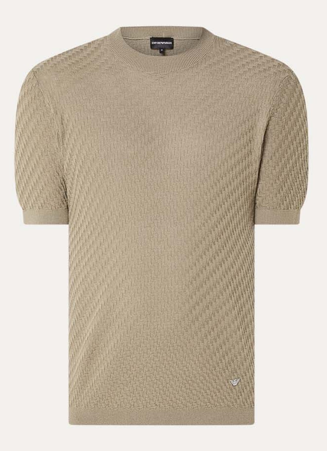 Armani T-shirt in scheerwolblend met structuur - voorkant 3 beige