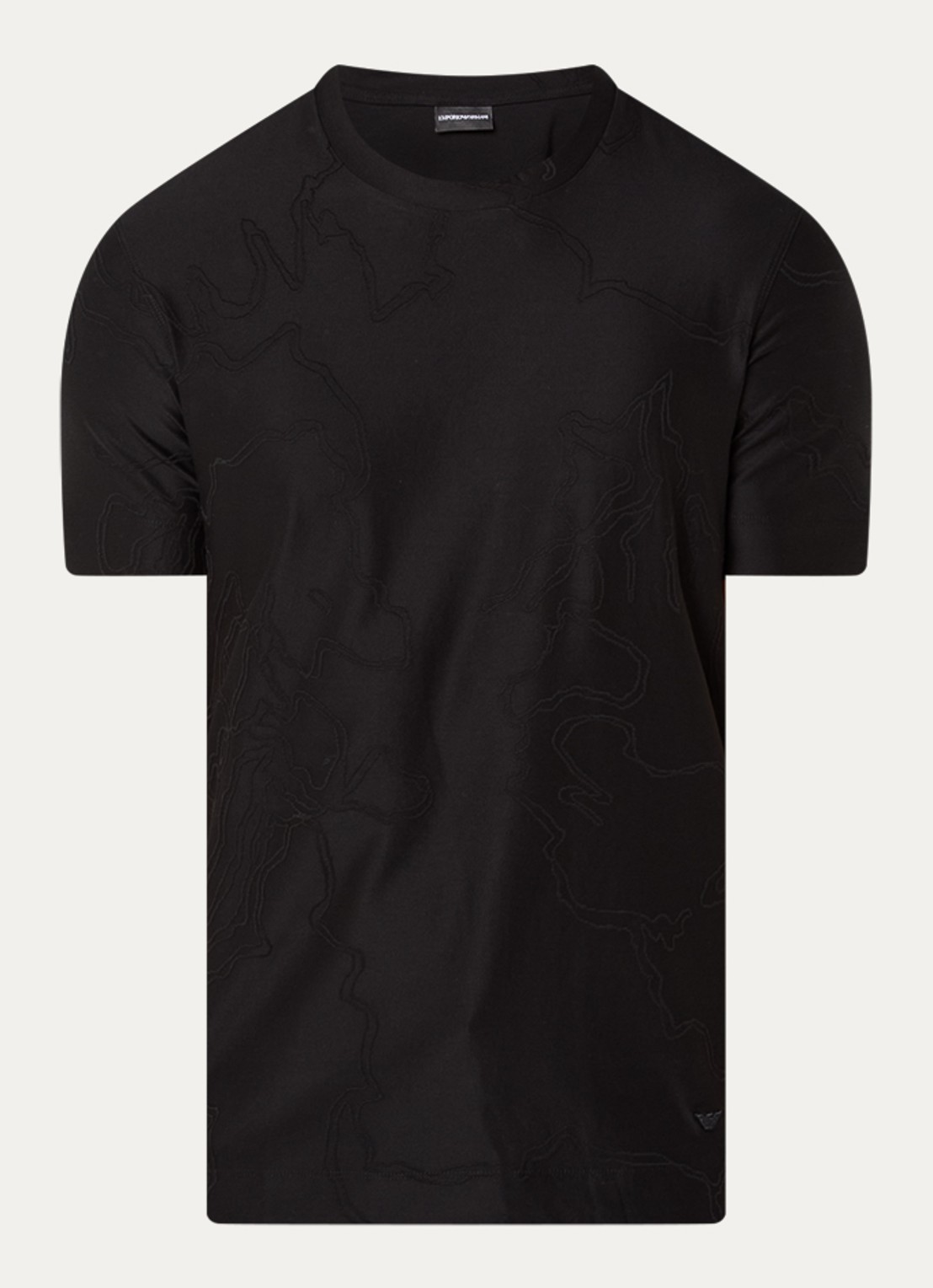 Armani T-shirt in zijdeblend met borduring - voorkant 2 zwart